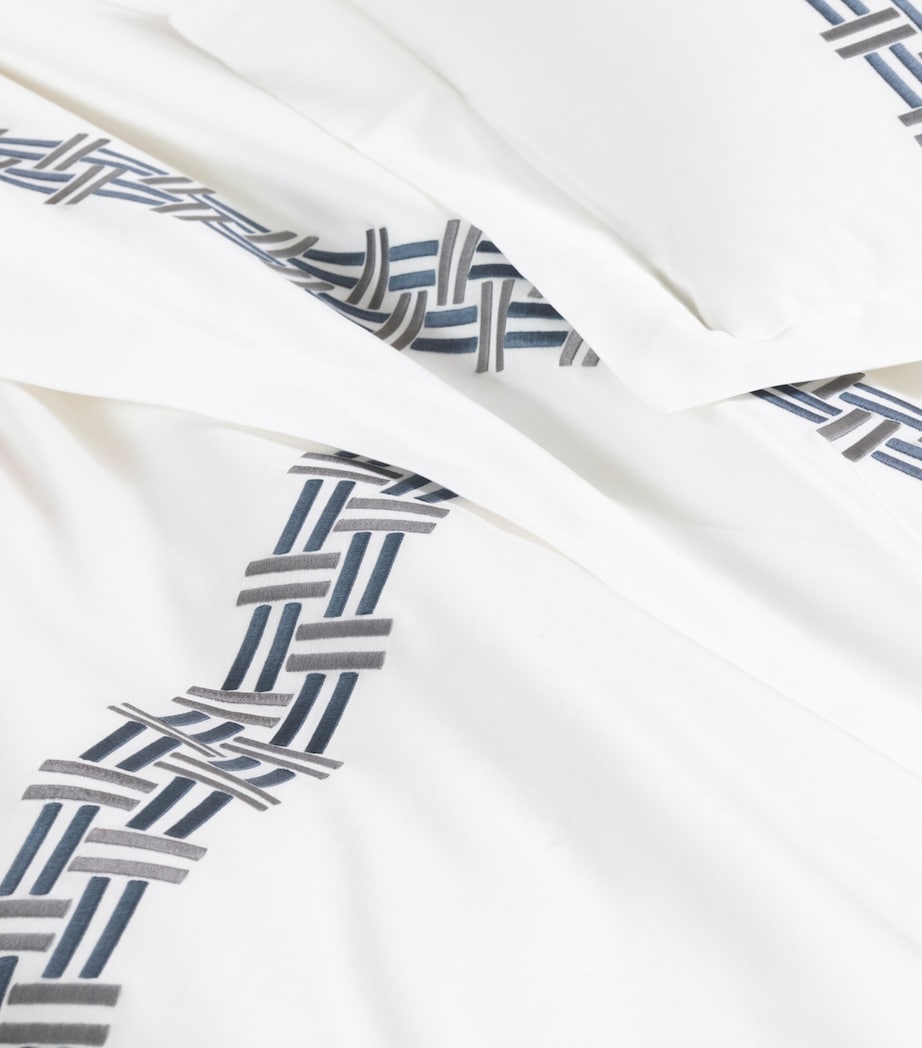 Basket Weave Queen Duvet Cover (240cm x 220cm) 8E23 - STEEL BLUE/GR Image 4