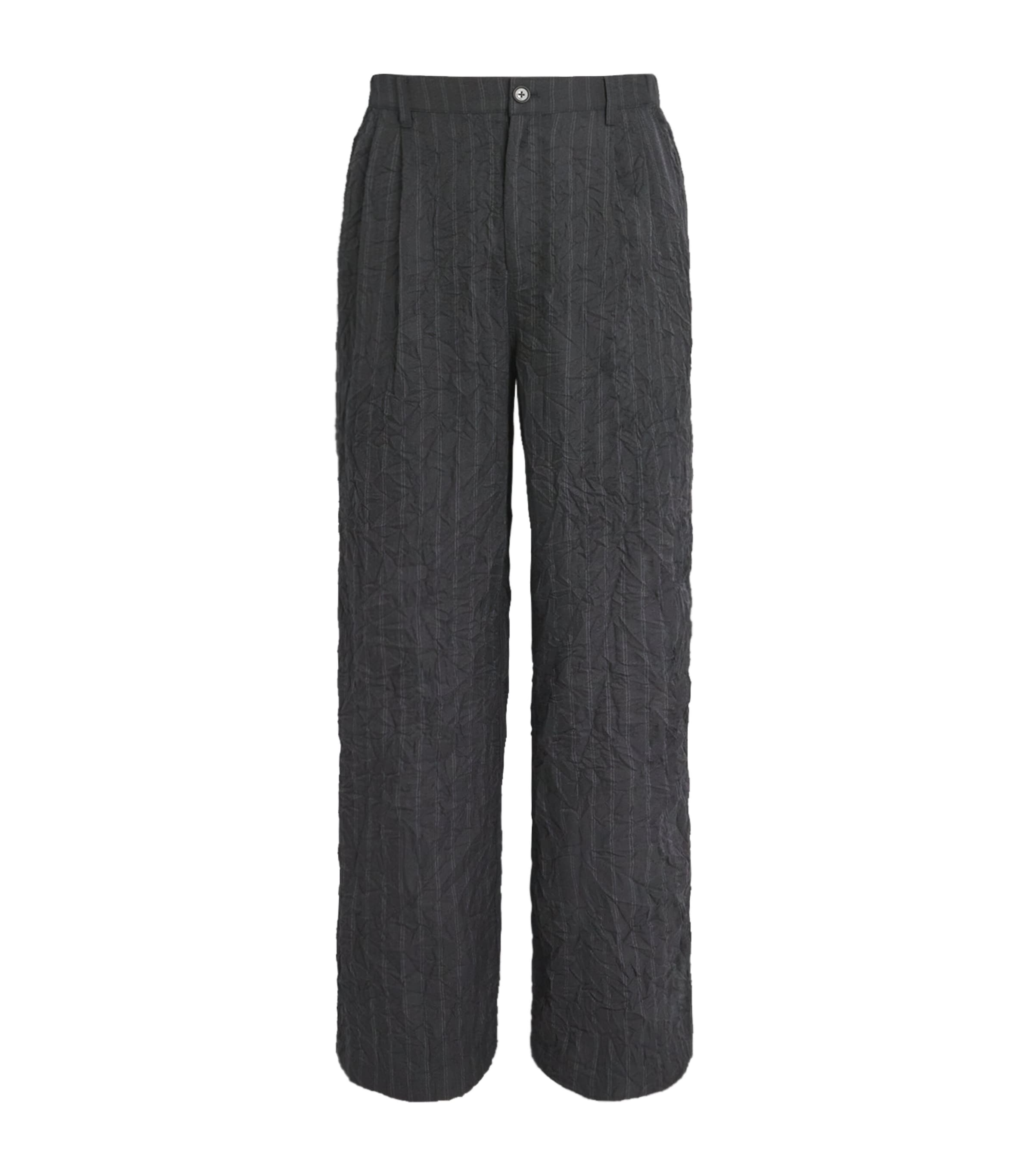 Crinkle-Effect Franco Trousers CHARCOAL STRIPE Image 1