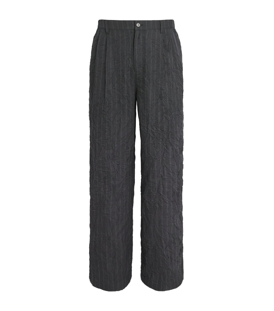 Crinkle-Effect Franco Trousers CHARCOAL STRIPE Image 1