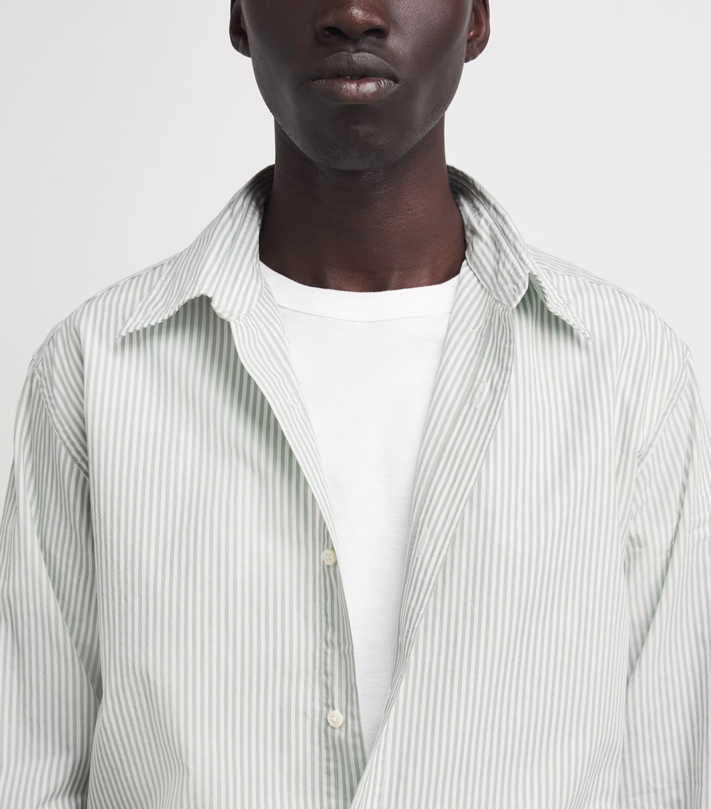 Oliver Spencer Mens Cotton Stripe Brook Shirt Green Image 3