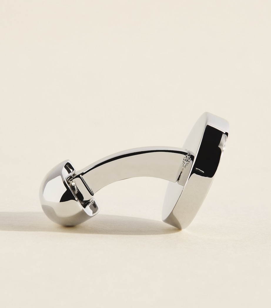 Babette Wasserman Rhodium-Plated Jade Circle Cufflinks Green Jade Image 4