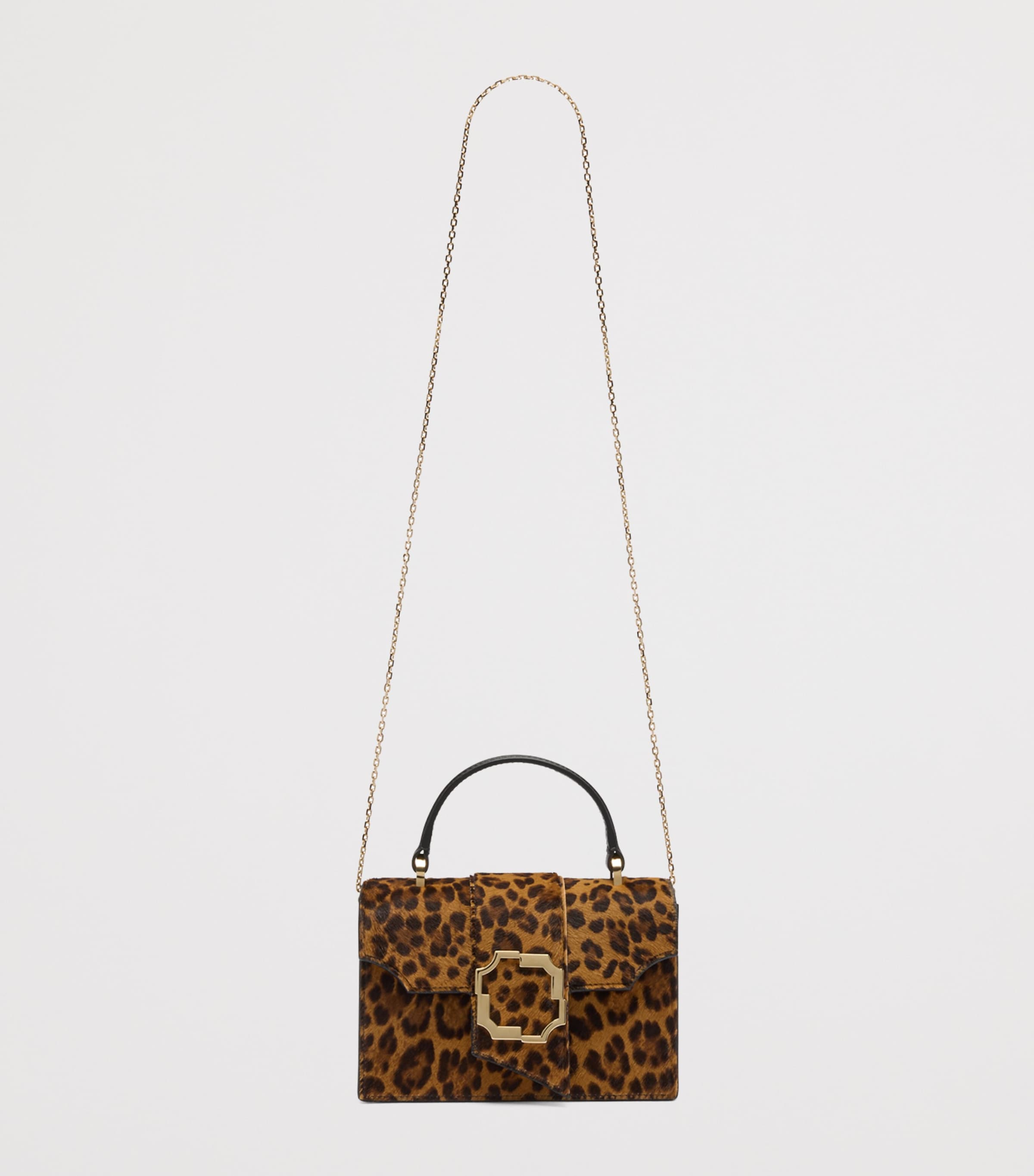 Mini Leopard Audrey Top-Handle Bag BROWN Image 4