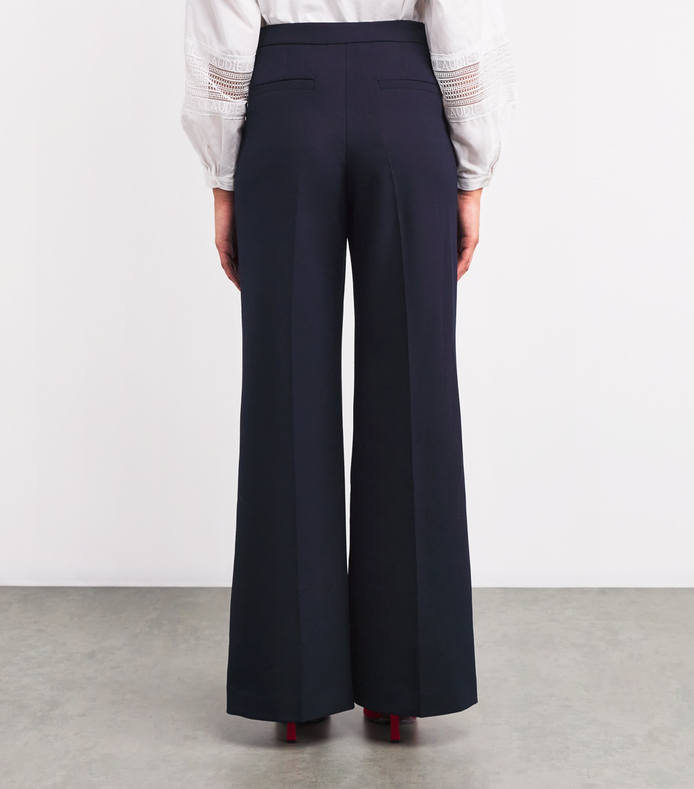 Button-Front Straight Trousers NAVY Image 4