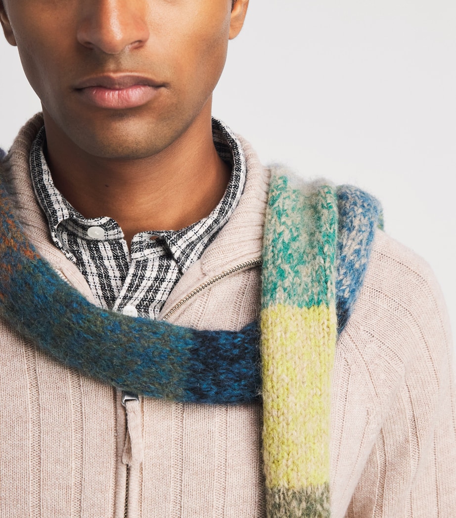 Allude Mens Wool-Cashmere Rib-Knit Cardigan Image 3