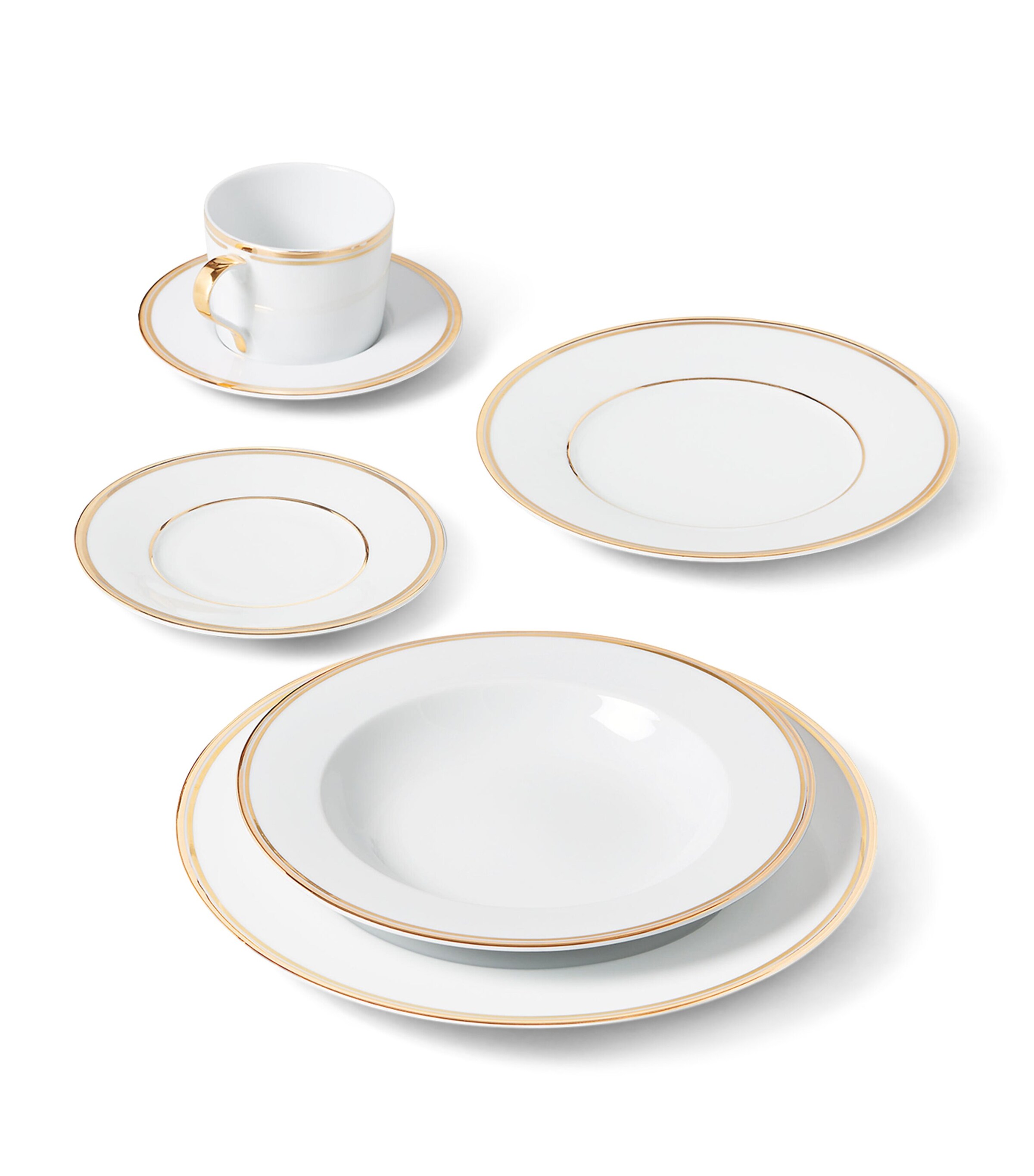 Ralph Lauren Home Porcelain Wilshire Soup Bowl (23cm) Gold/white Image 6