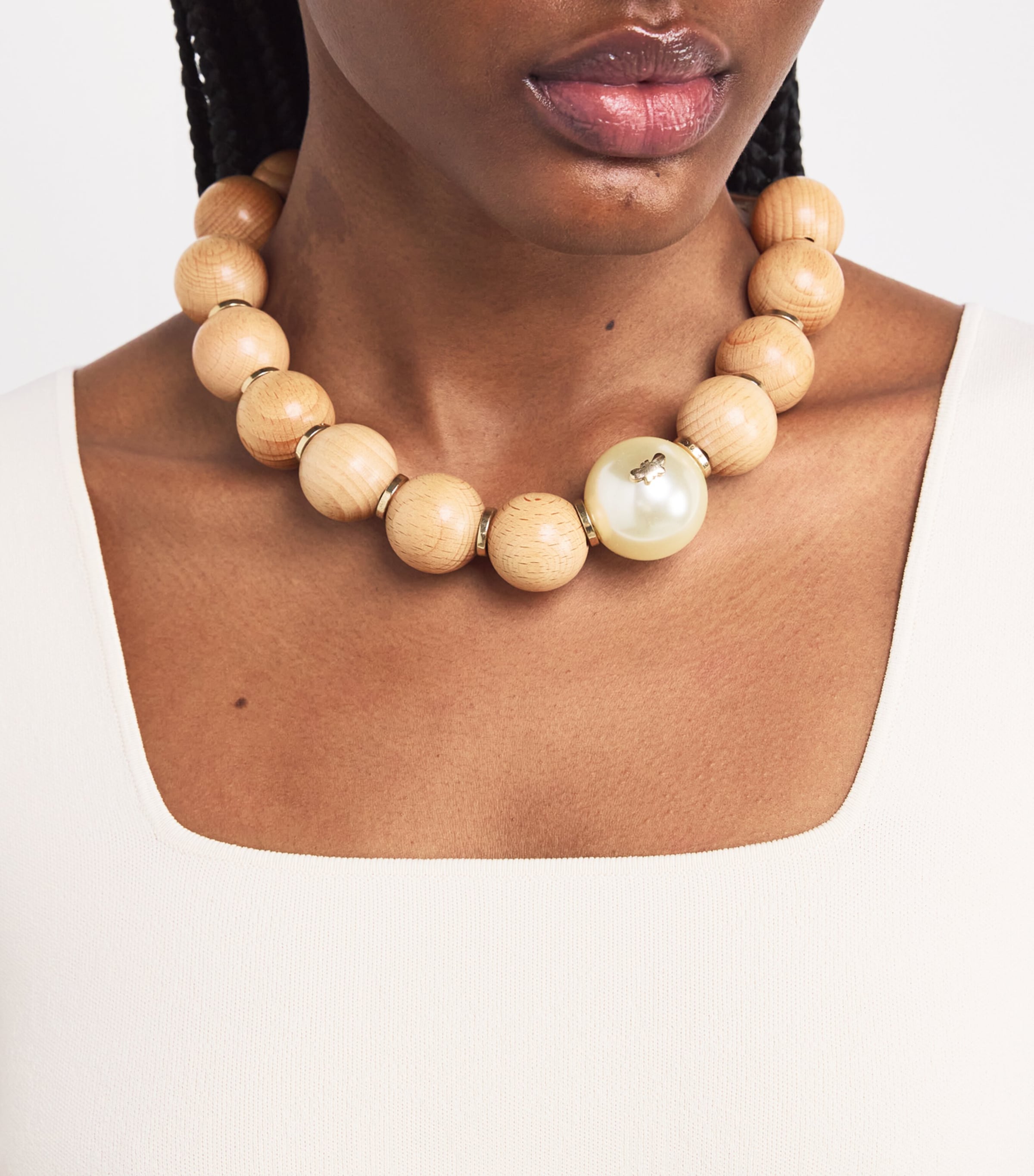 Weekend Max Mara Wooden Choker Necklace Natural Image 2
