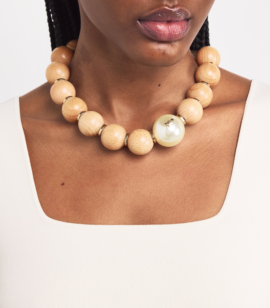 Weekend Max Mara Wooden Choker Necklace Natural Image 2