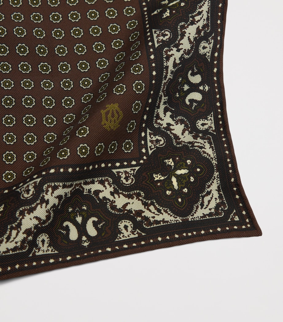 Dunhill Mulberry Silk Paisley Pocket Square Brown Image 2