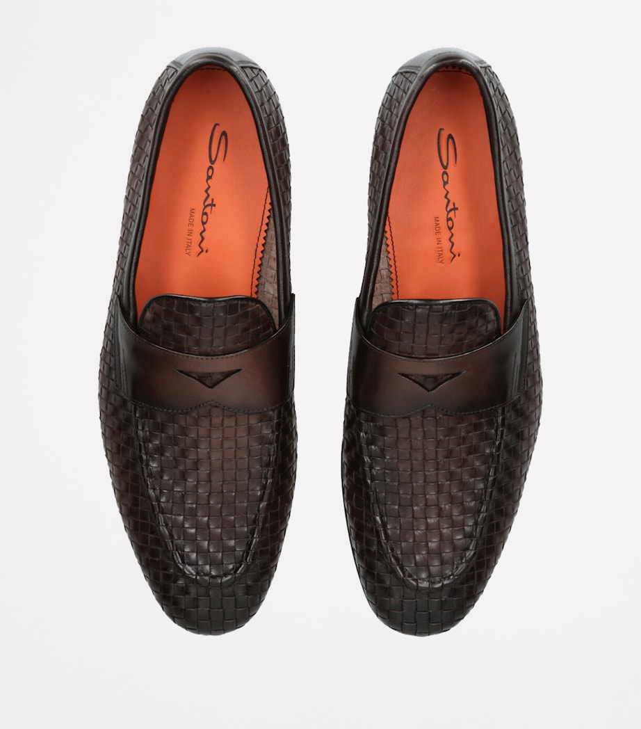 Santoni Leather Owven Carlos Penny Loafers Dark Brown Image 4