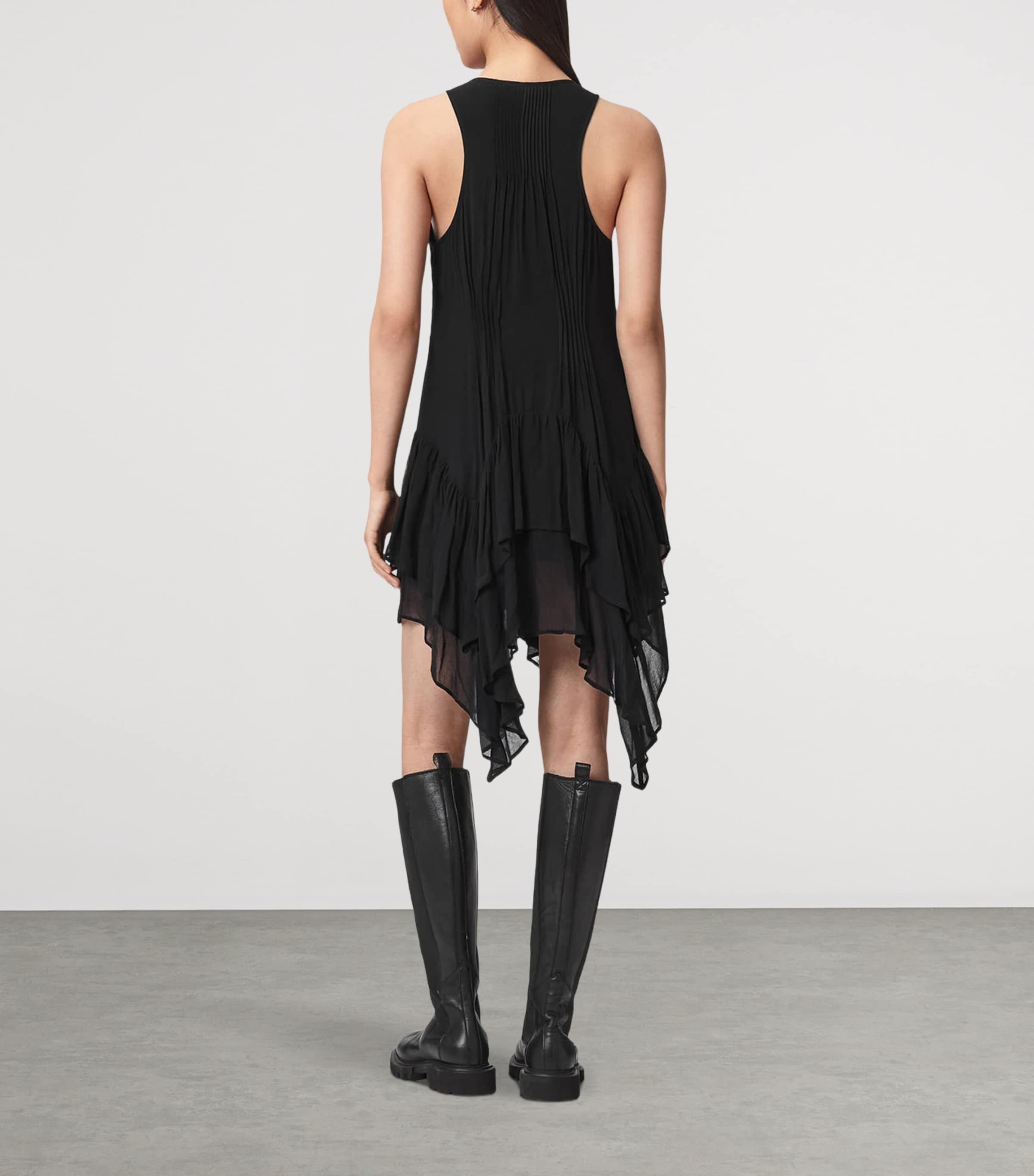 AllSaints Womens Asymmetric Tiered Gretel Midi Dress Black Image 4
