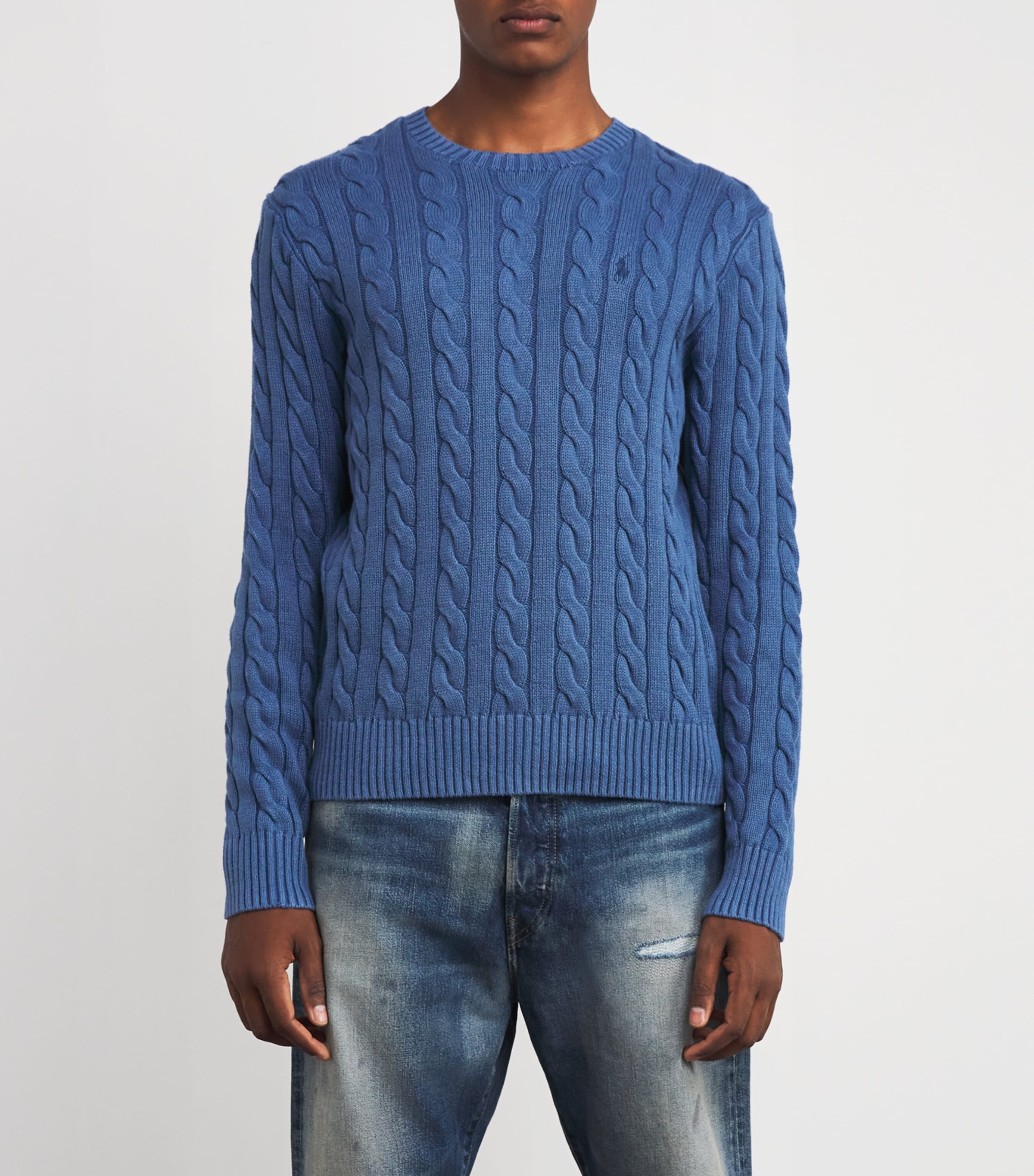 Cotton Crew-Neck Sweater NAVY Image 3