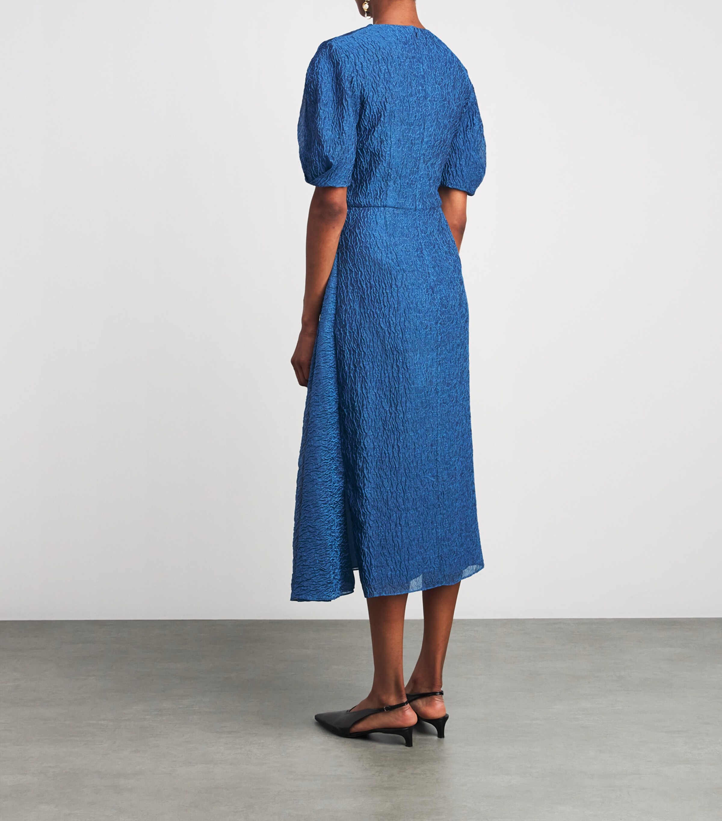 Organza Cloque Midi Dress PALE COBALT Image 3