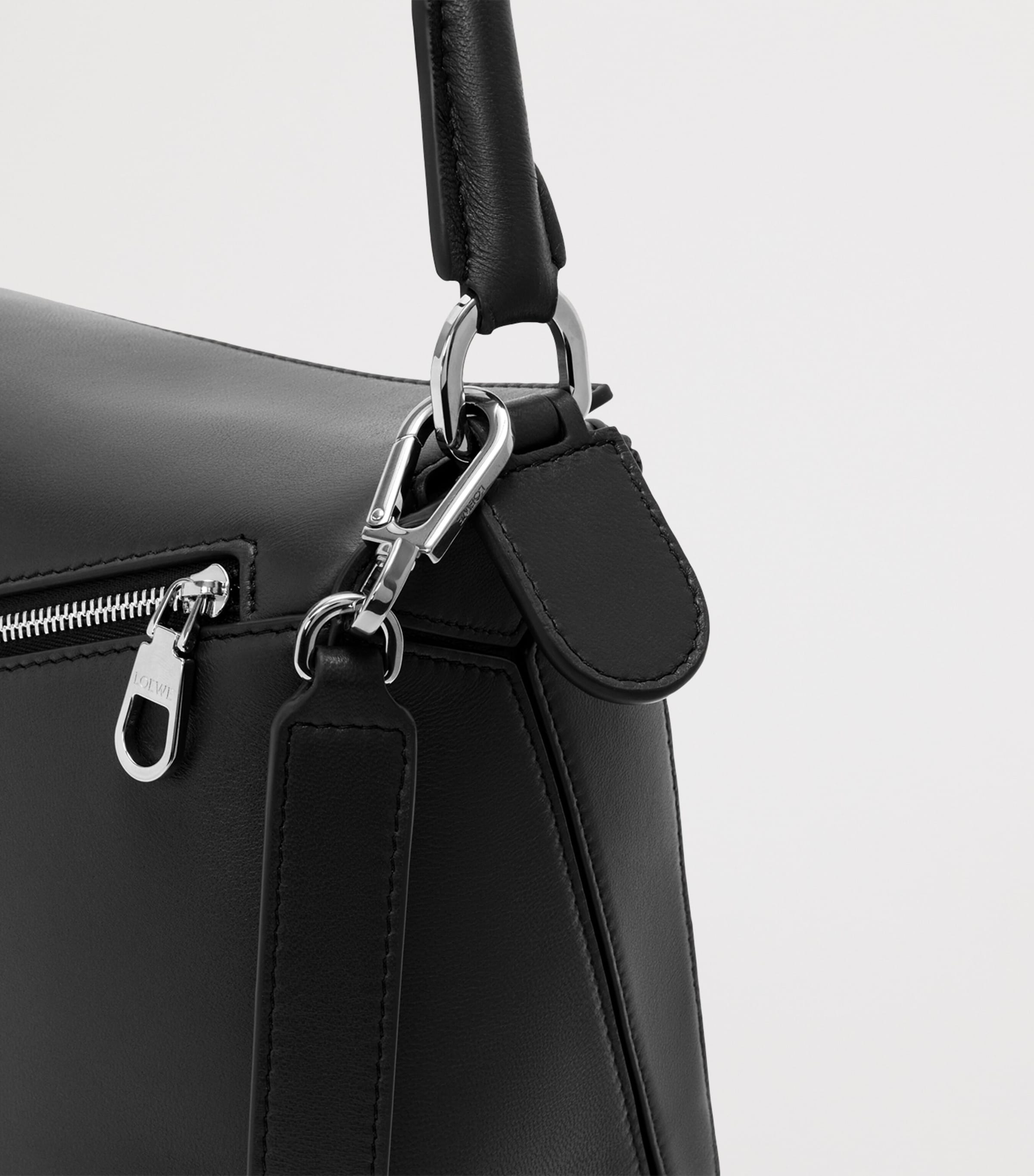 LOEWE Womens Medium Leather Featherlight Puzzle Top-Handle Bag Black Image 12