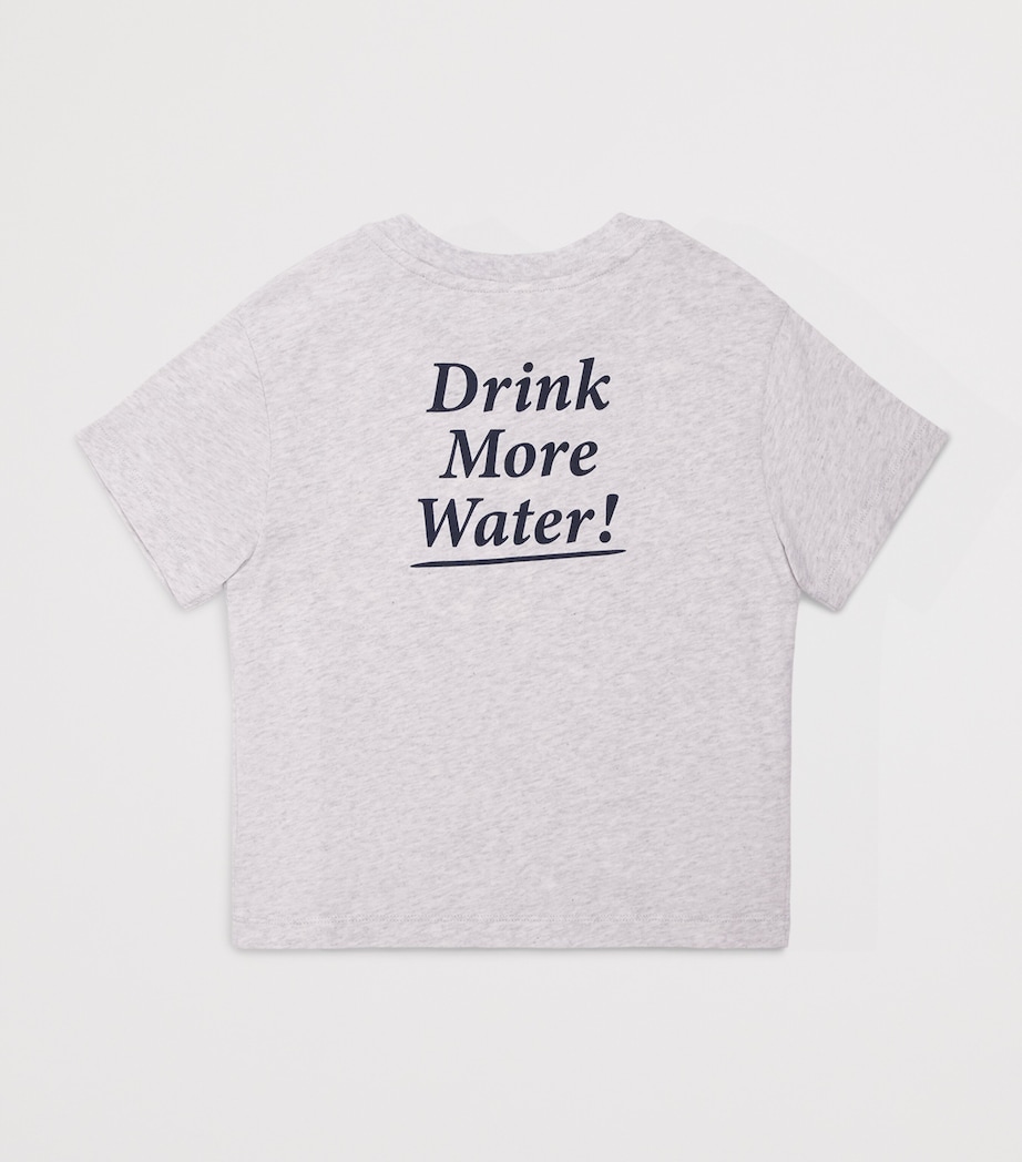 SPORTY & RICH KIDS Drink More Water T-Shirt (2-14 Years) Heather Gray/navy Image 2