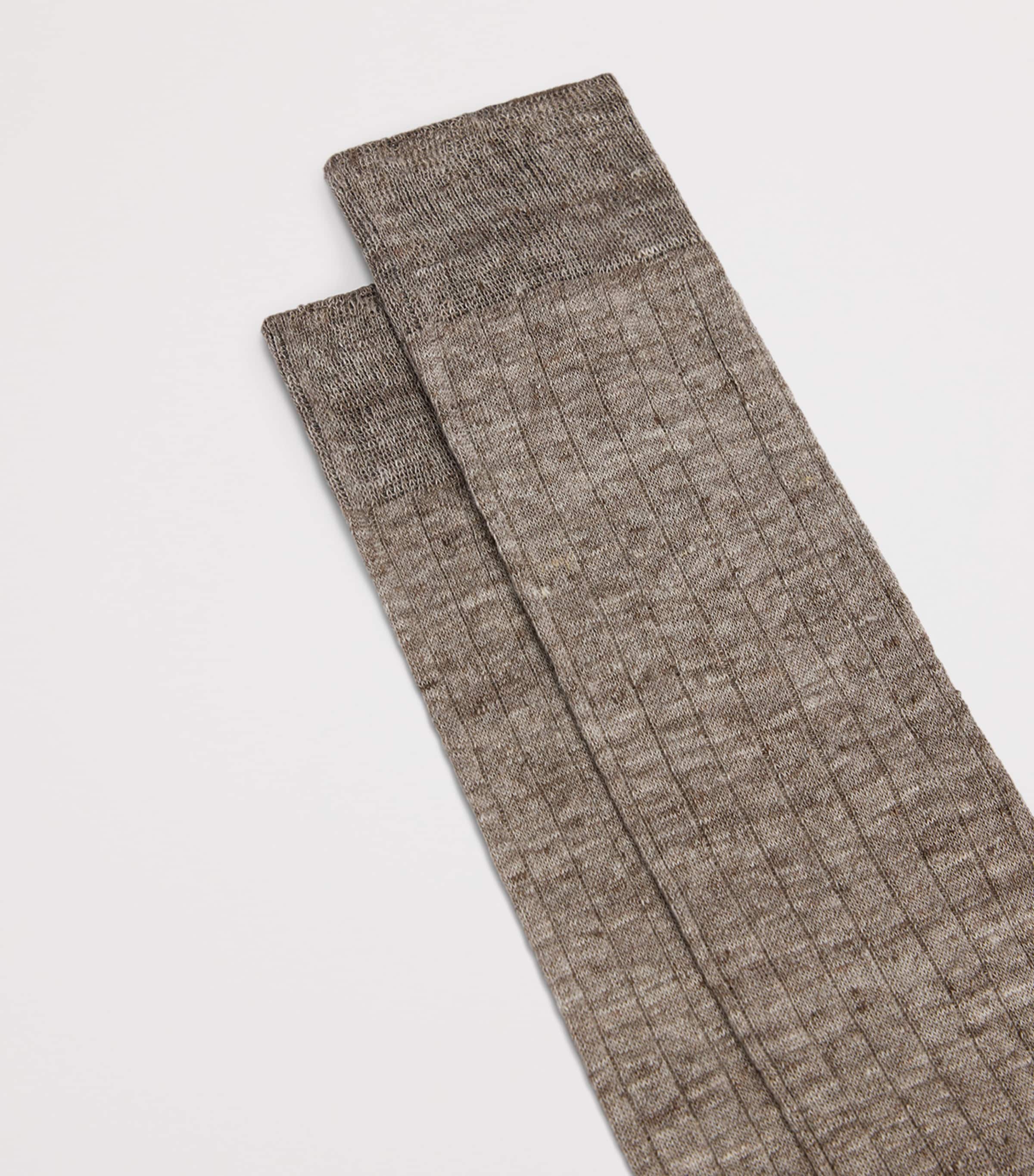 Dunhill Mens Linen-Blend Ribbed Socks Image 2