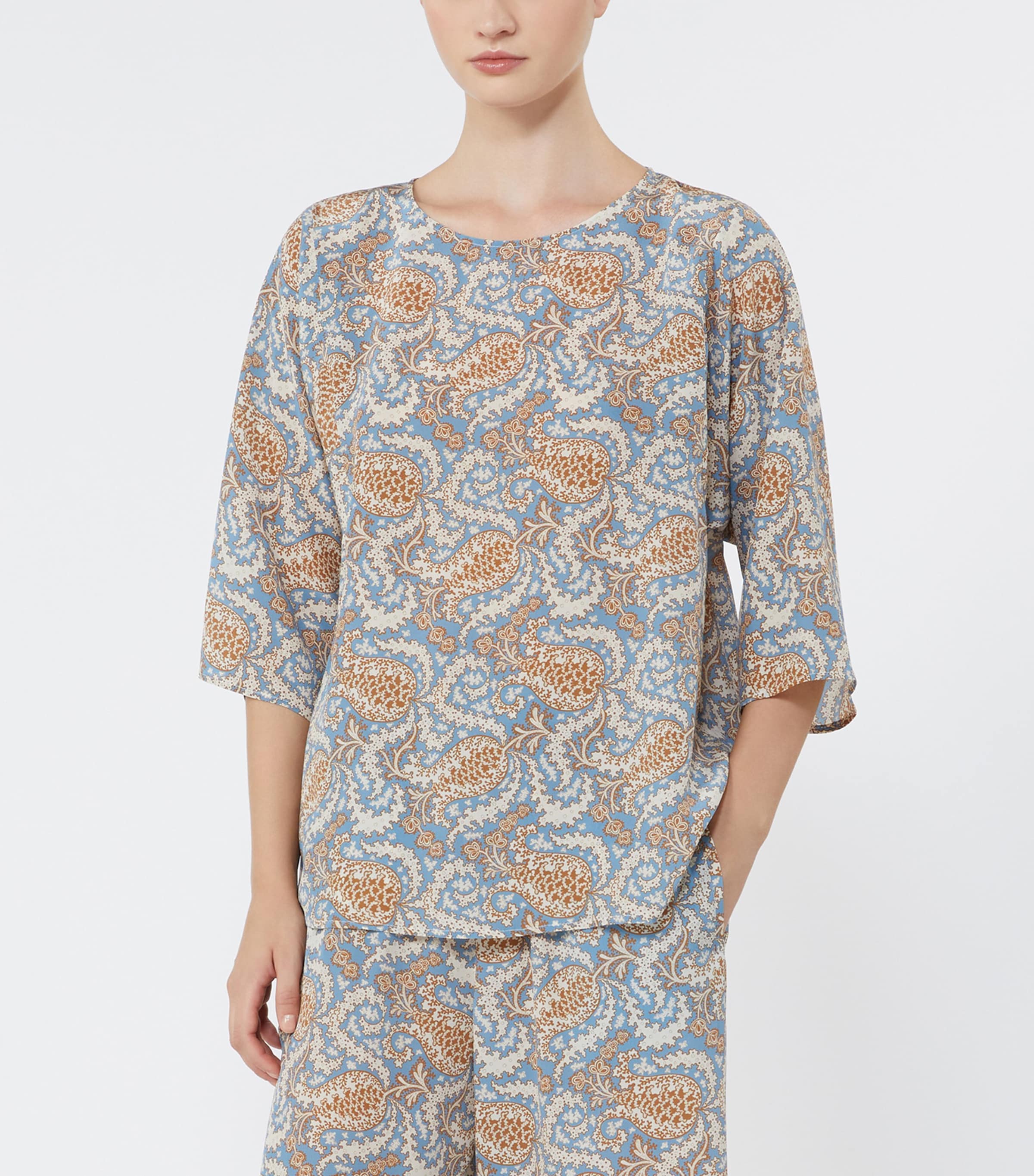 Weekend Max Mara Womens Silk Paisley Blouse Light Blue Image 5