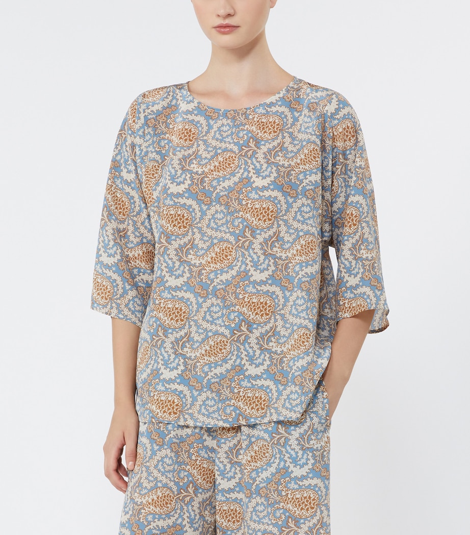 Weekend Max Mara Womens Silk Paisley Blouse Light Blue Image 5