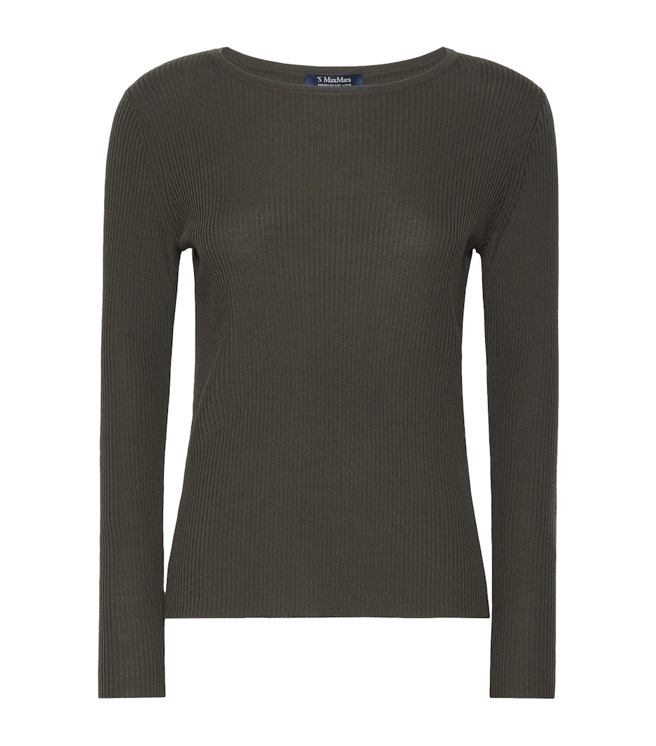 Max Mara Womens Virgin Wool Rib-Knit Sweater Kaki Image 1