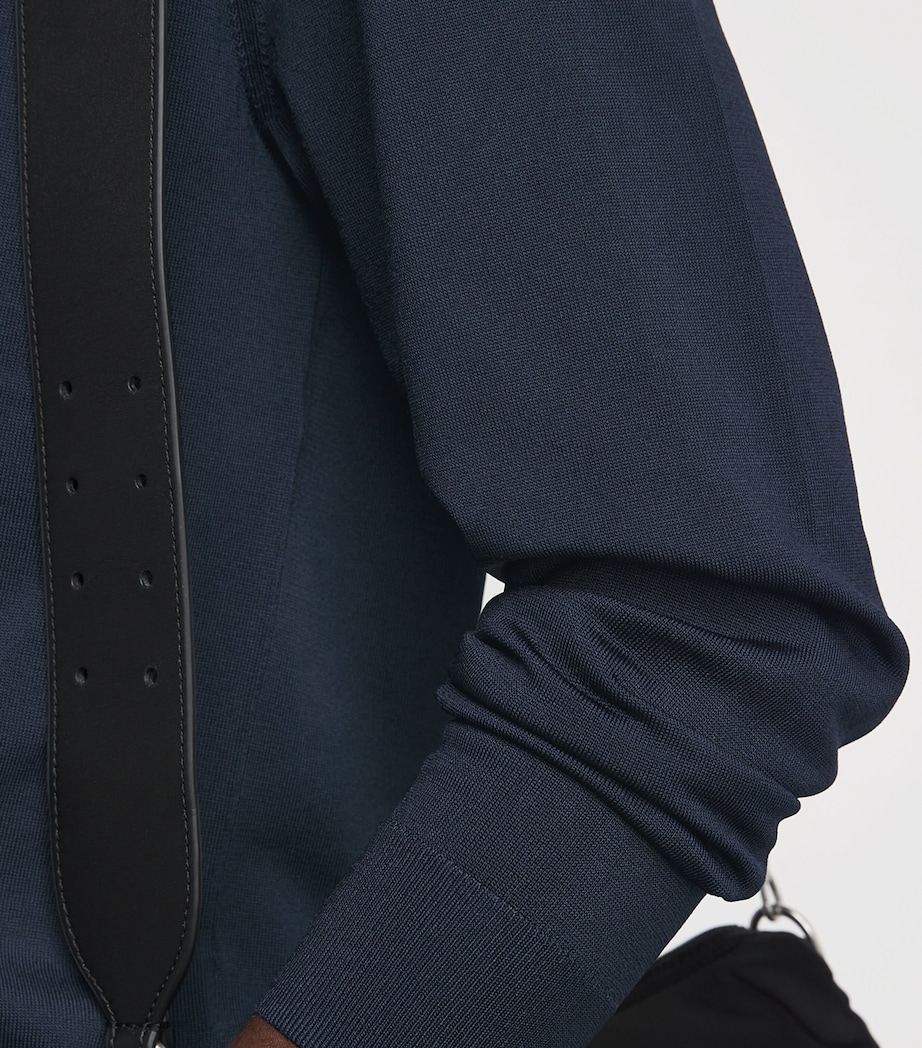 Sandro Paris Mens Long-Sleeve Polo Shirt Navy Blue Image 3