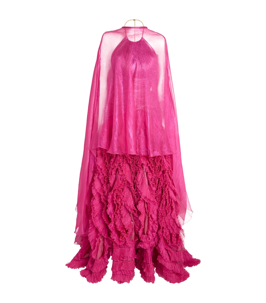 Maria Lucia Hohan Womens Frill-Detail Taylor Gown Raspberry Image 1