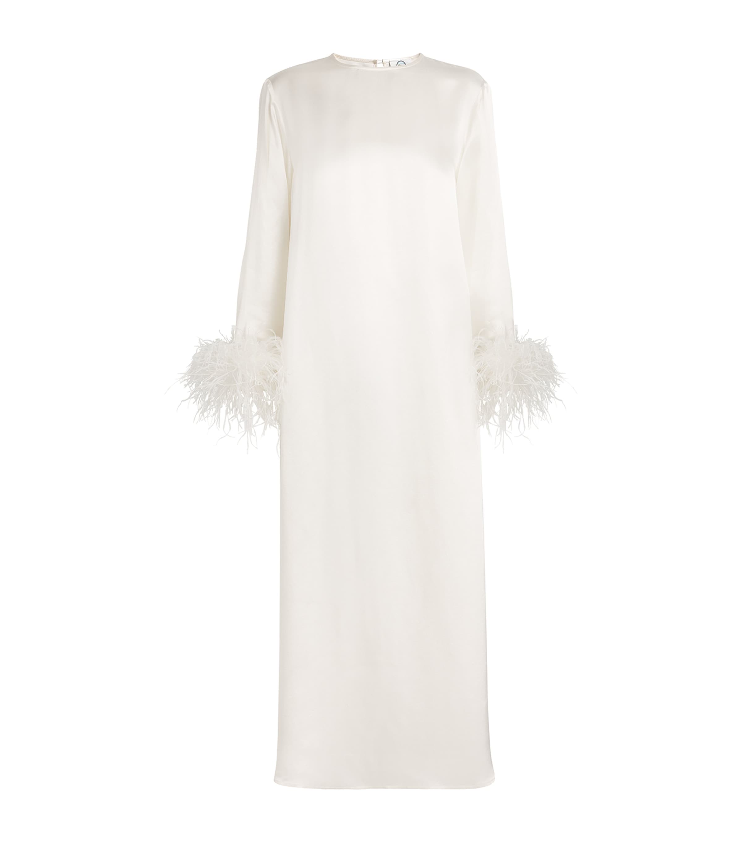 Sleeper Feather-trim Suzi Maxi Dress In White