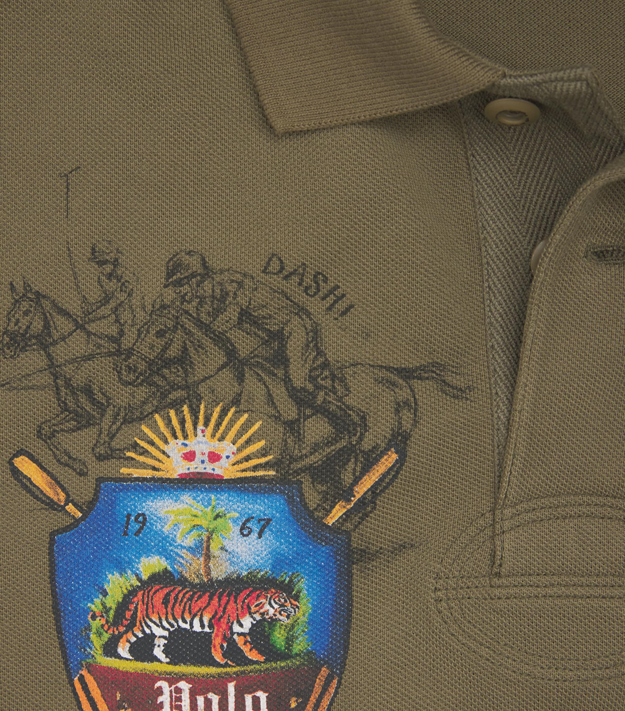Polo Ralph Lauren Mens Cotton Equestrian Print Polo Shirt Basic Olive Image 6