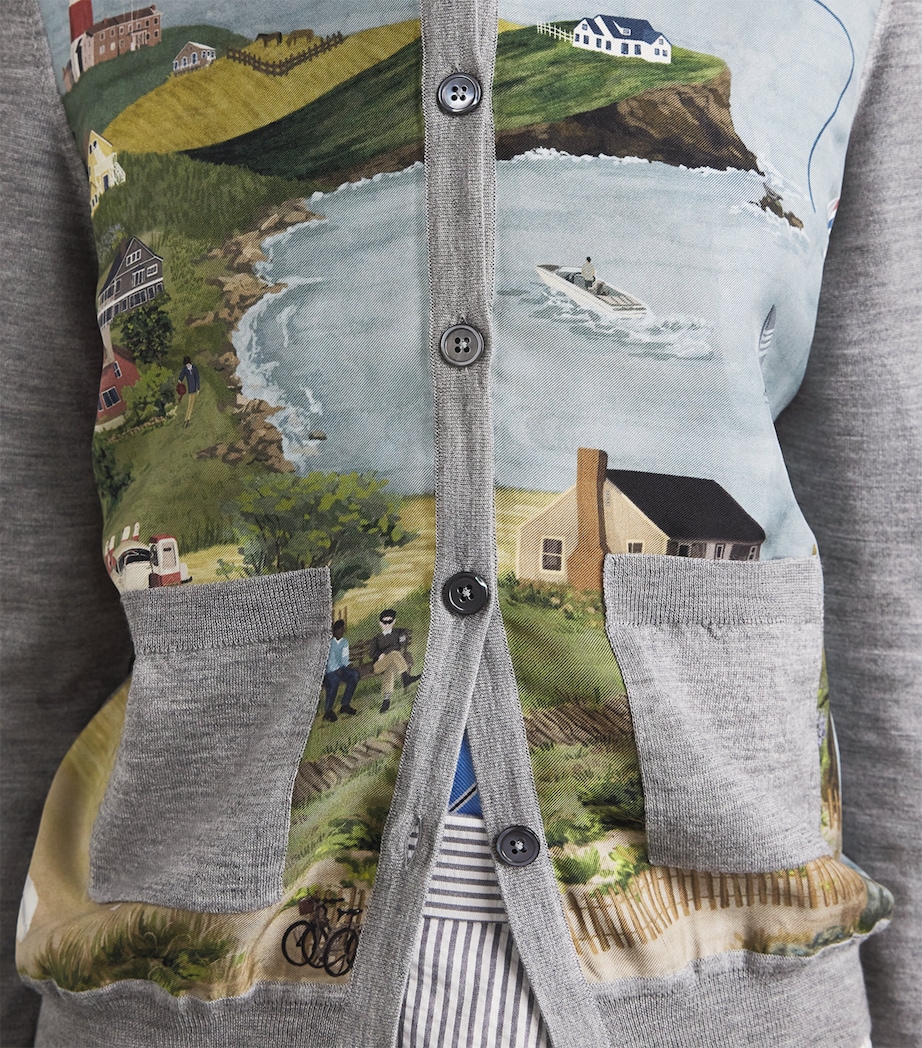 Thom Browne Womens Cashmere-Silk-Blend Nantucket Cardigan Lt Grey Image 3
