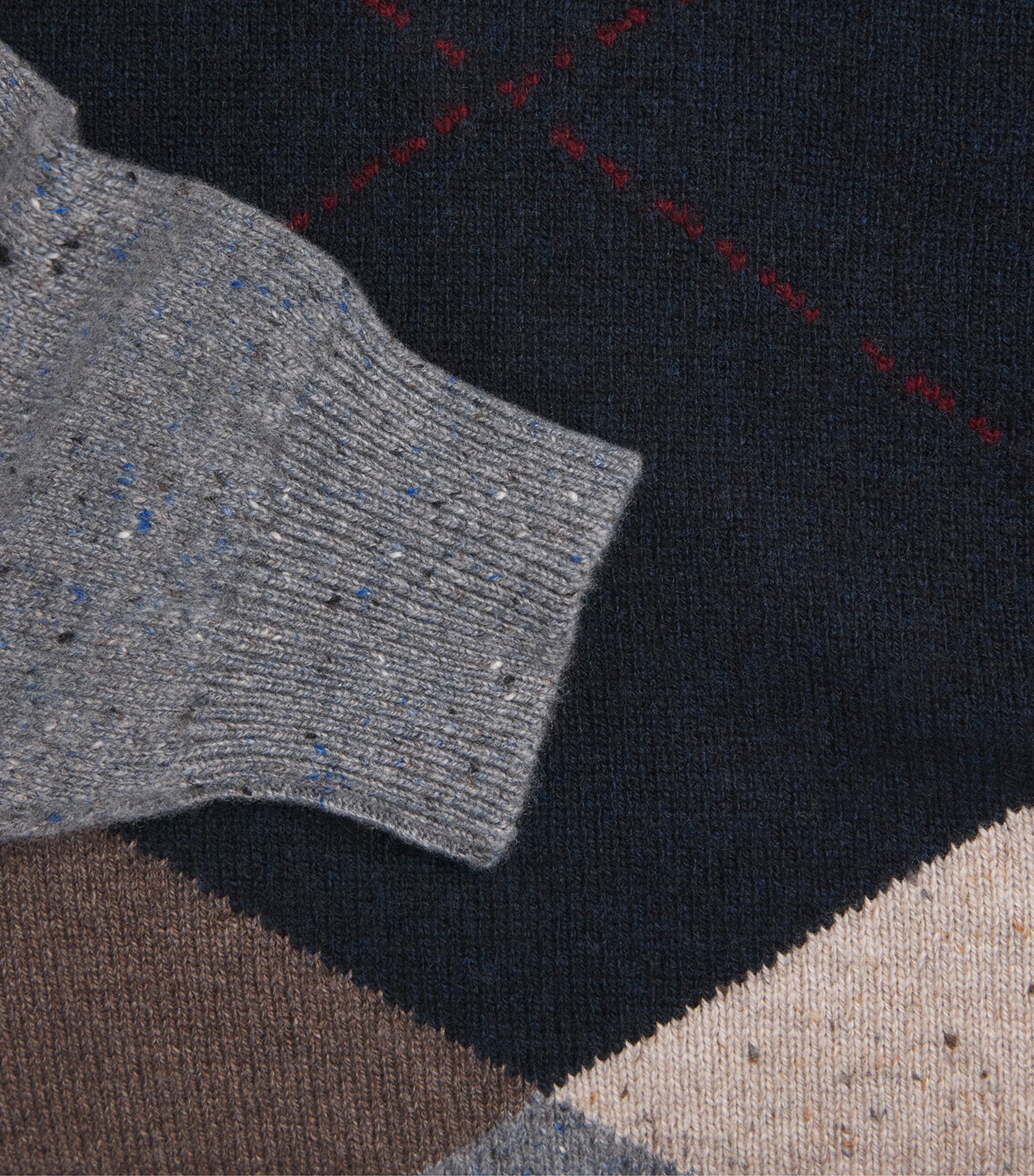 Johnstons Of Elgin Mens Cashmere Exploded Argyle Sweater Cairngorm Image 6