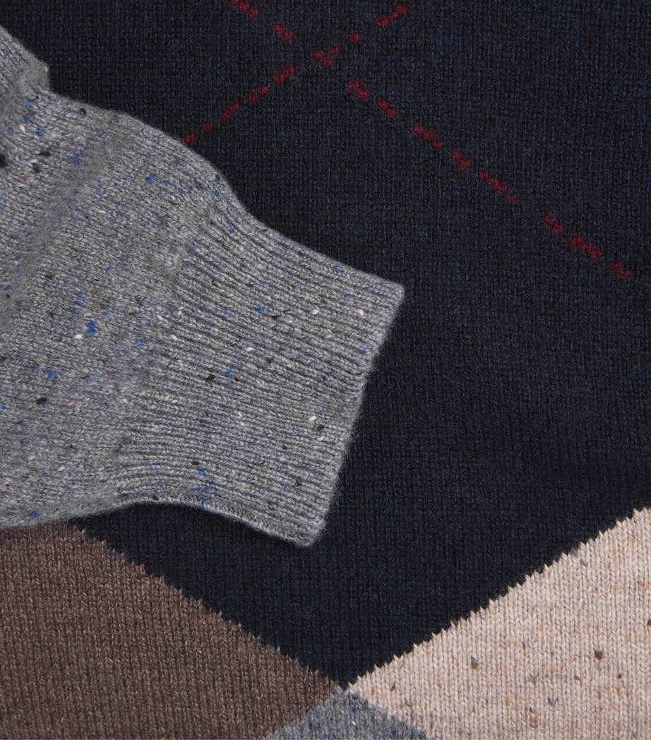 Johnstons Of Elgin Mens Cashmere Exploded Argyle Sweater Cairngorm Image 6