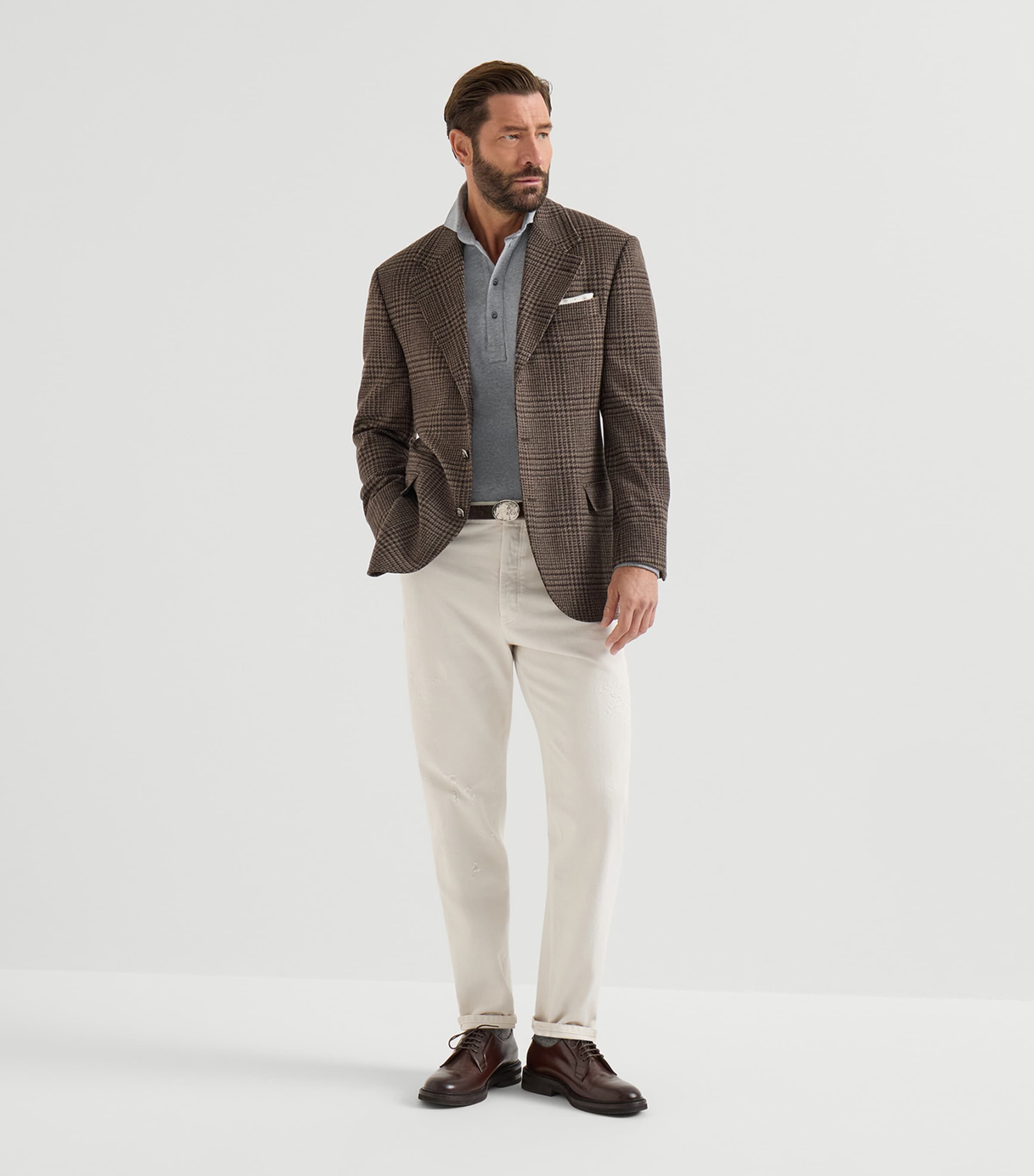 Brunello Cucinelli Mens Cotton Long-Sleeve Polo Shirt Image 3
