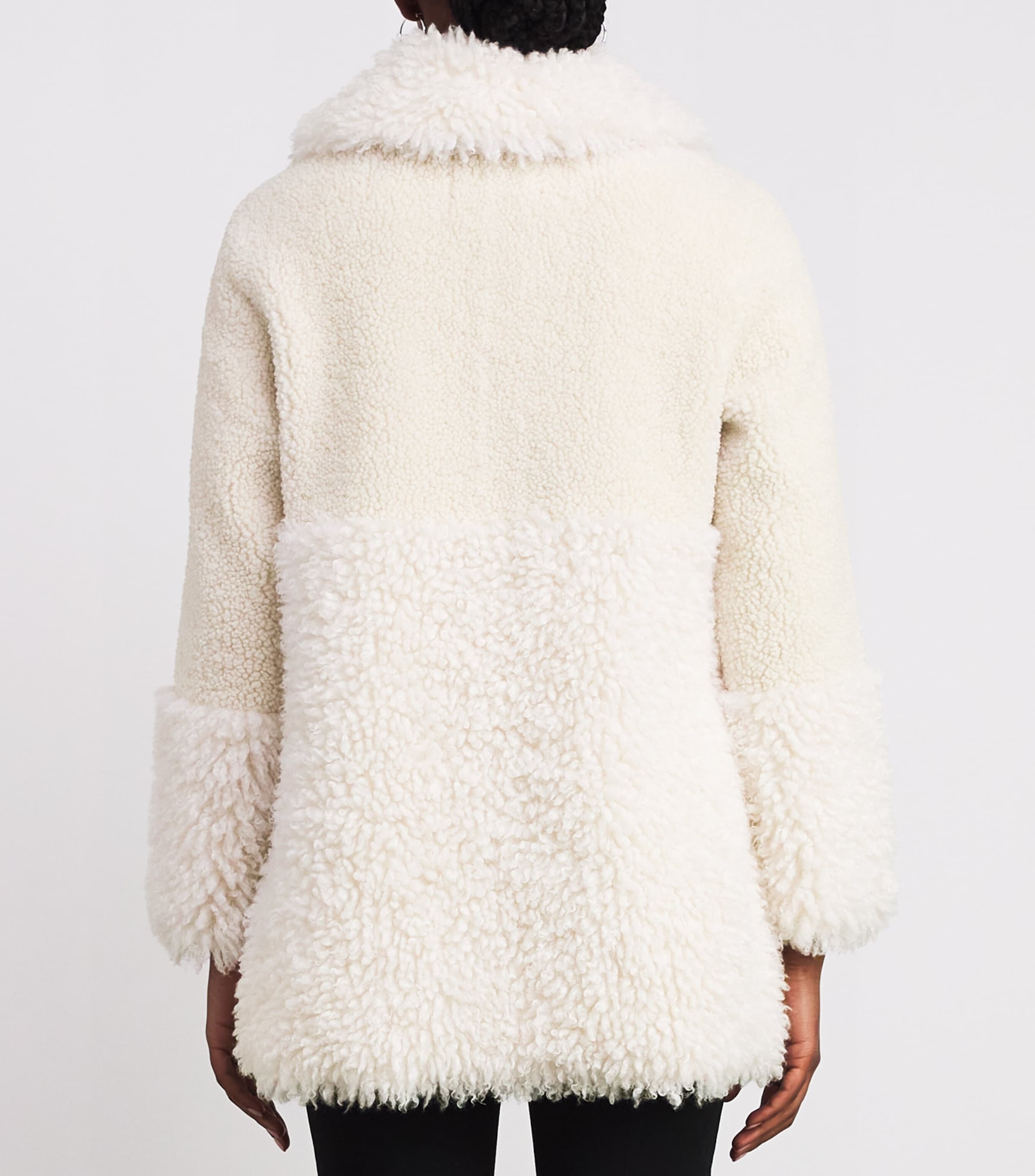 Shearling Collared Coat ECRU Image 4