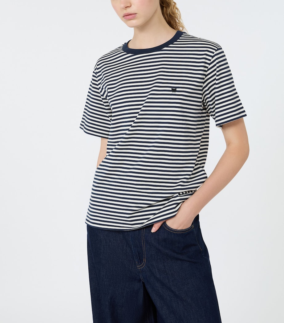 Weekend Max Mara Womens Cotton Stripe T-Shirt Navy Image 5