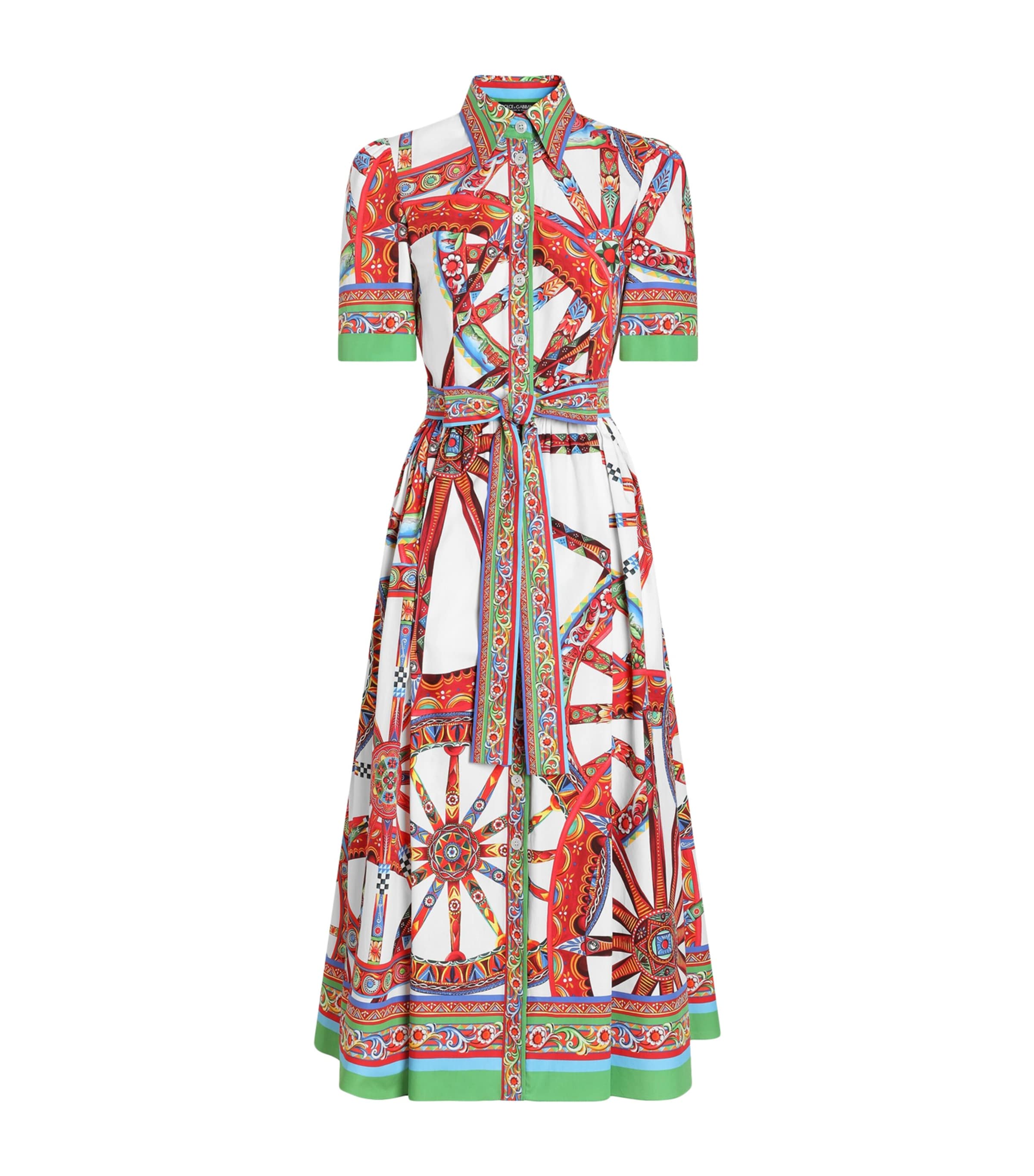 Dolce&Gabbana Womens Silk Carretto Shirt Dress Combined Colou Image 1