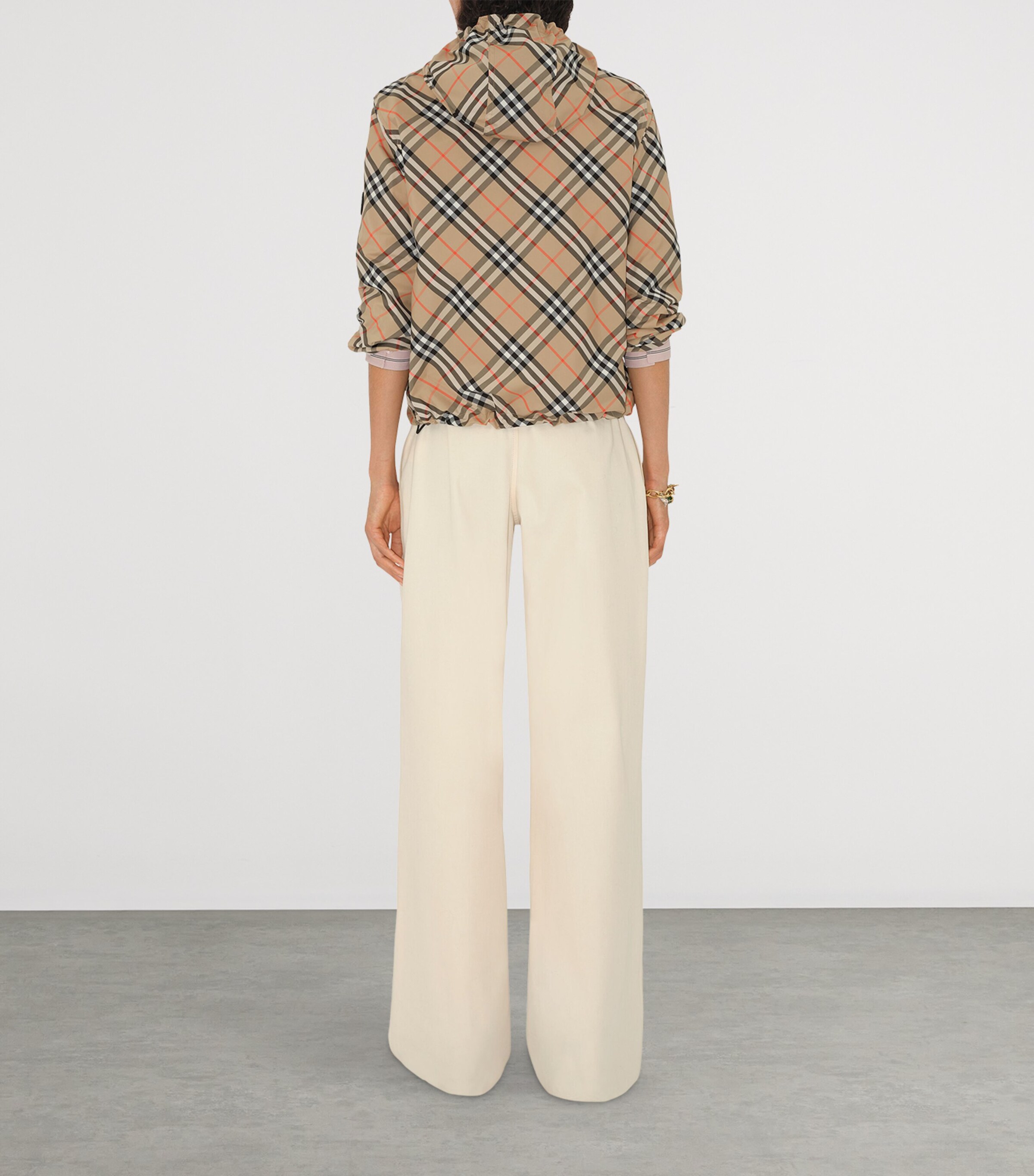 Burberry Womens Check Hooded Jacket Sand Ip Check Image 4