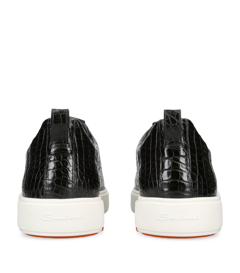 Crocodile Leather Clean Icon Sneakers BLACK Image 2
