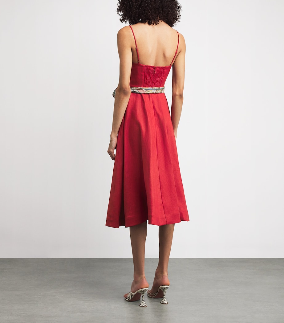 Linen Rebellion Tuck Midi Dress RED RED Image 3