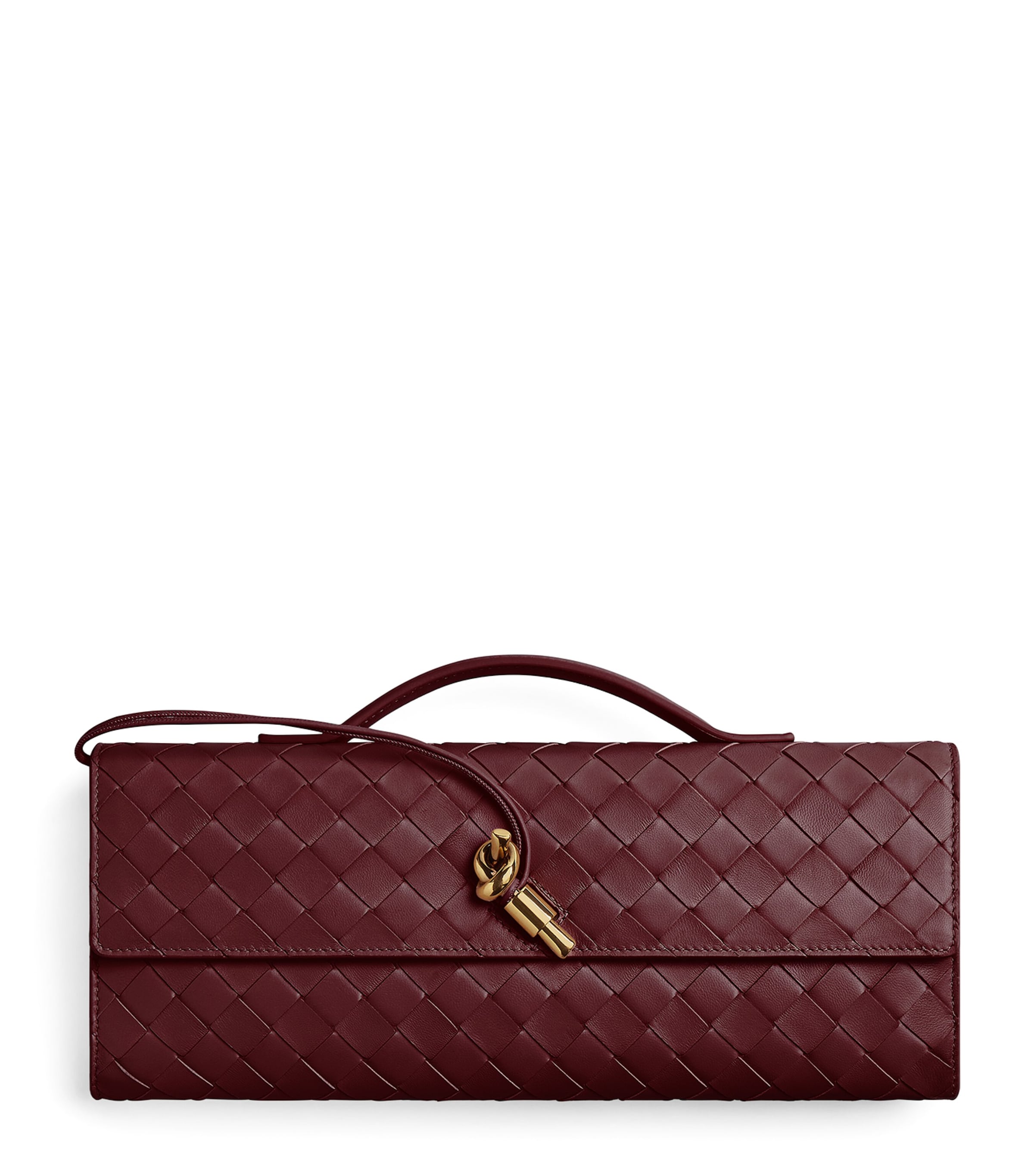 Bottega Veneta Long Andiamo Clutch Bag With Handle In Red