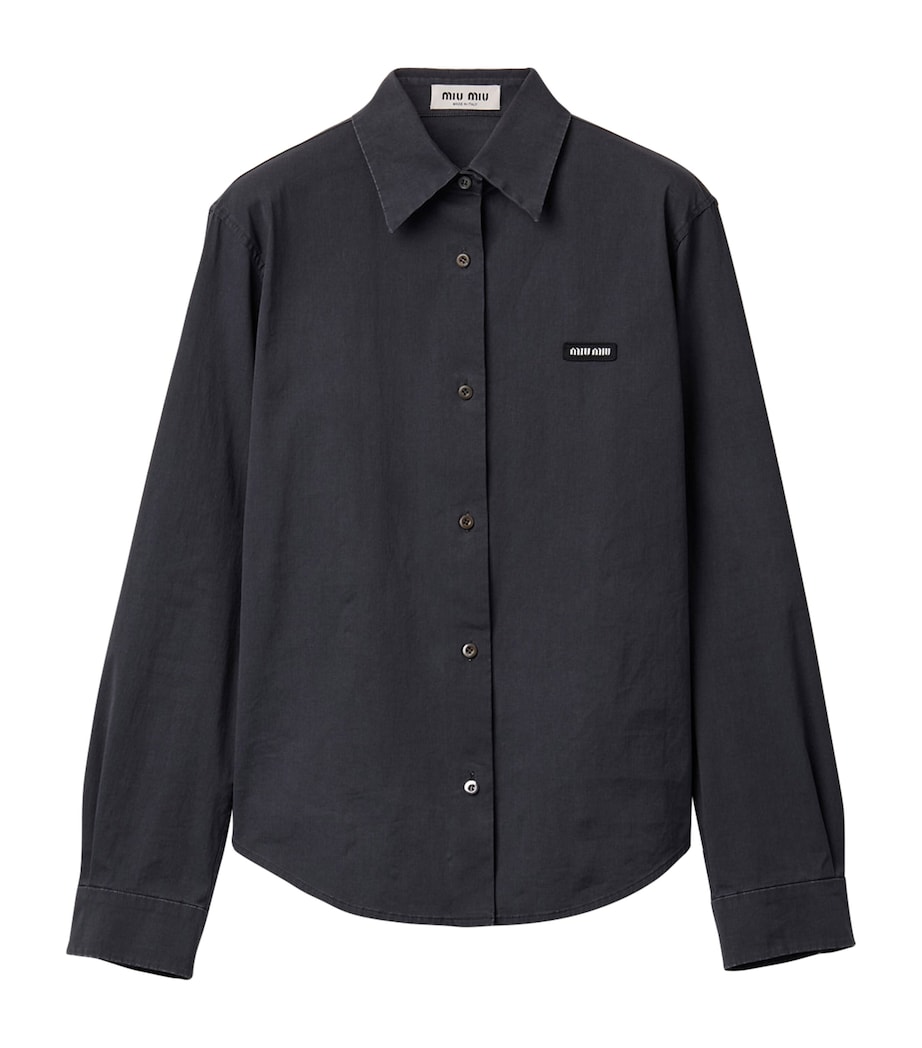 Miu Miu Womens Stretch-Poplin Shirt Black Image 1