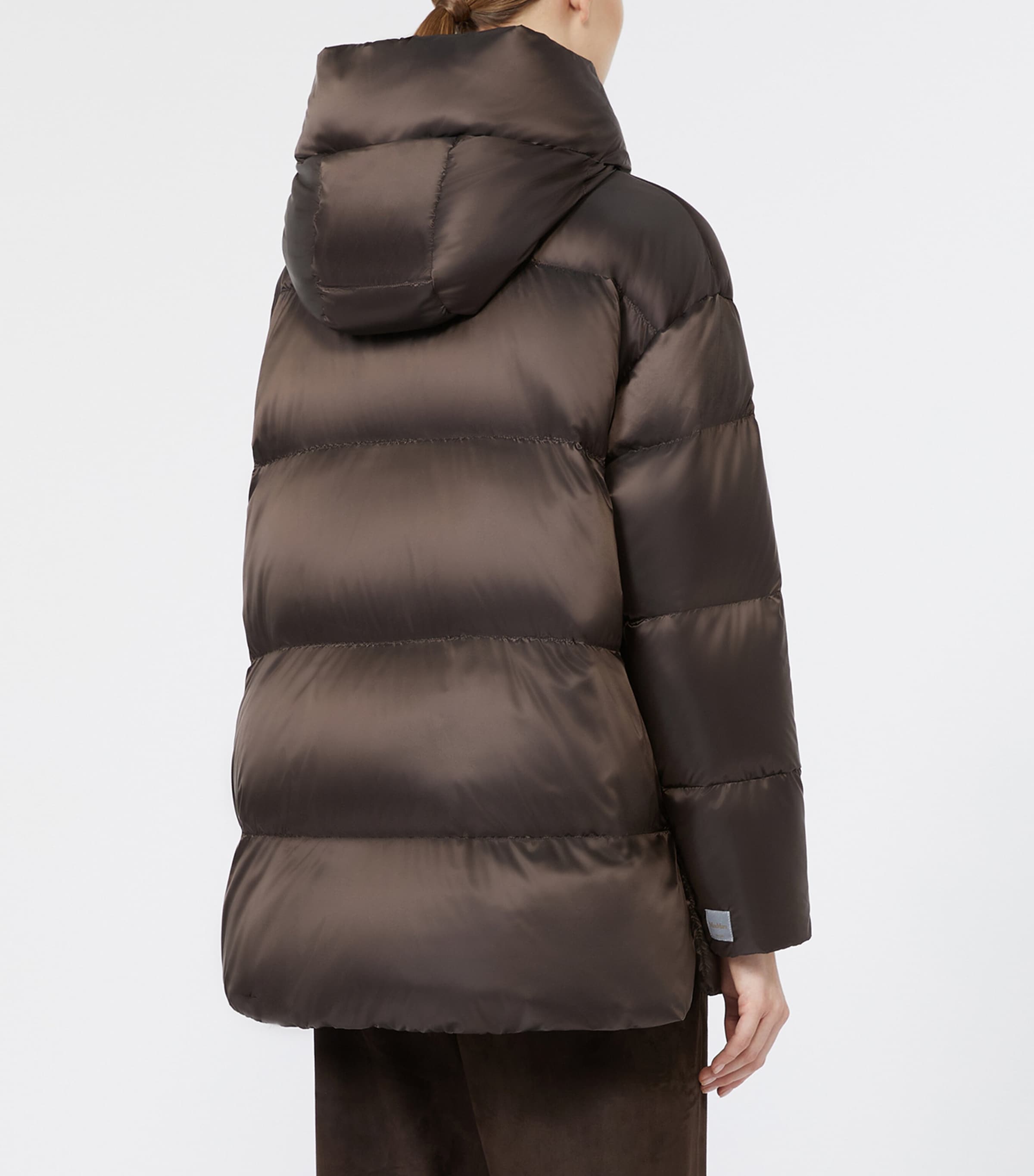 Max Mara Womens Hooded Puffer Jacket Dark Brown Image 4