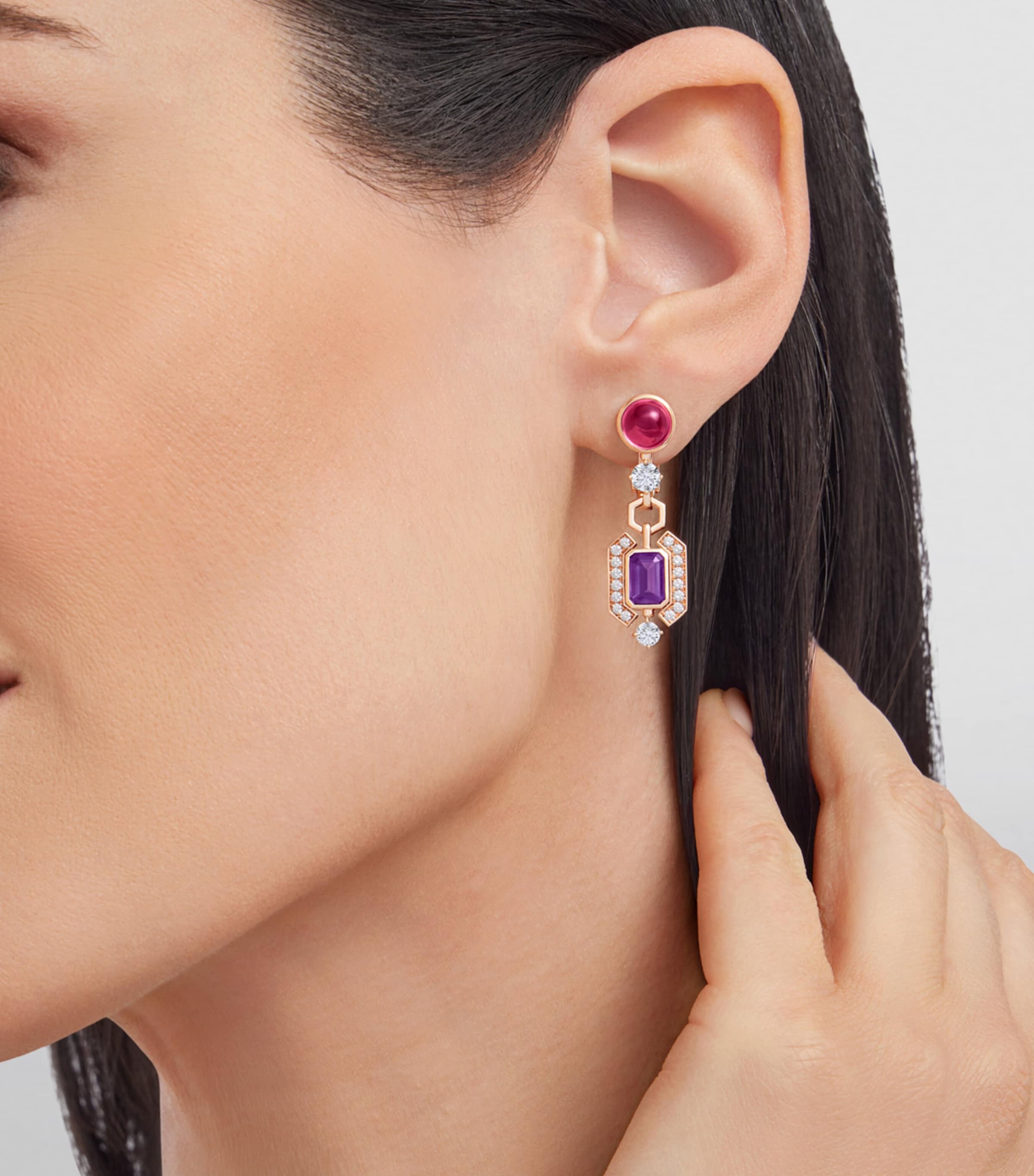 Bvlgari Rose Gold, Diamond and Gemstone Allegra Earrings Pink Gold Image 2