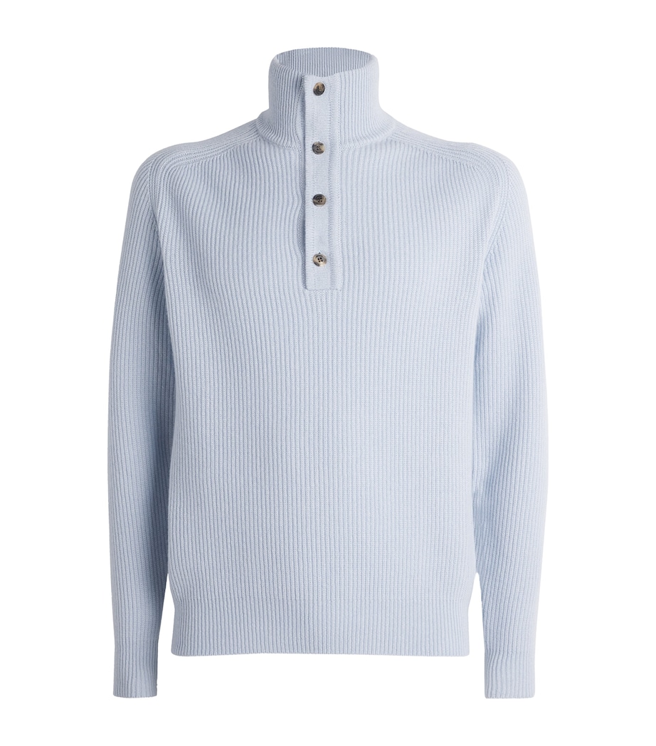 JACOB COHËN Mens Cashmere Funnel-Neck Sweater Azure Image 1