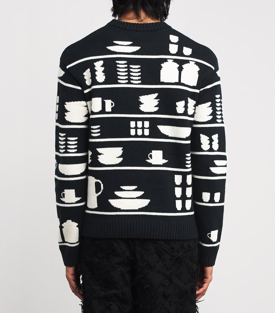 Wool Crockery Jacquard Sweater BLACK/WHITE Image 4