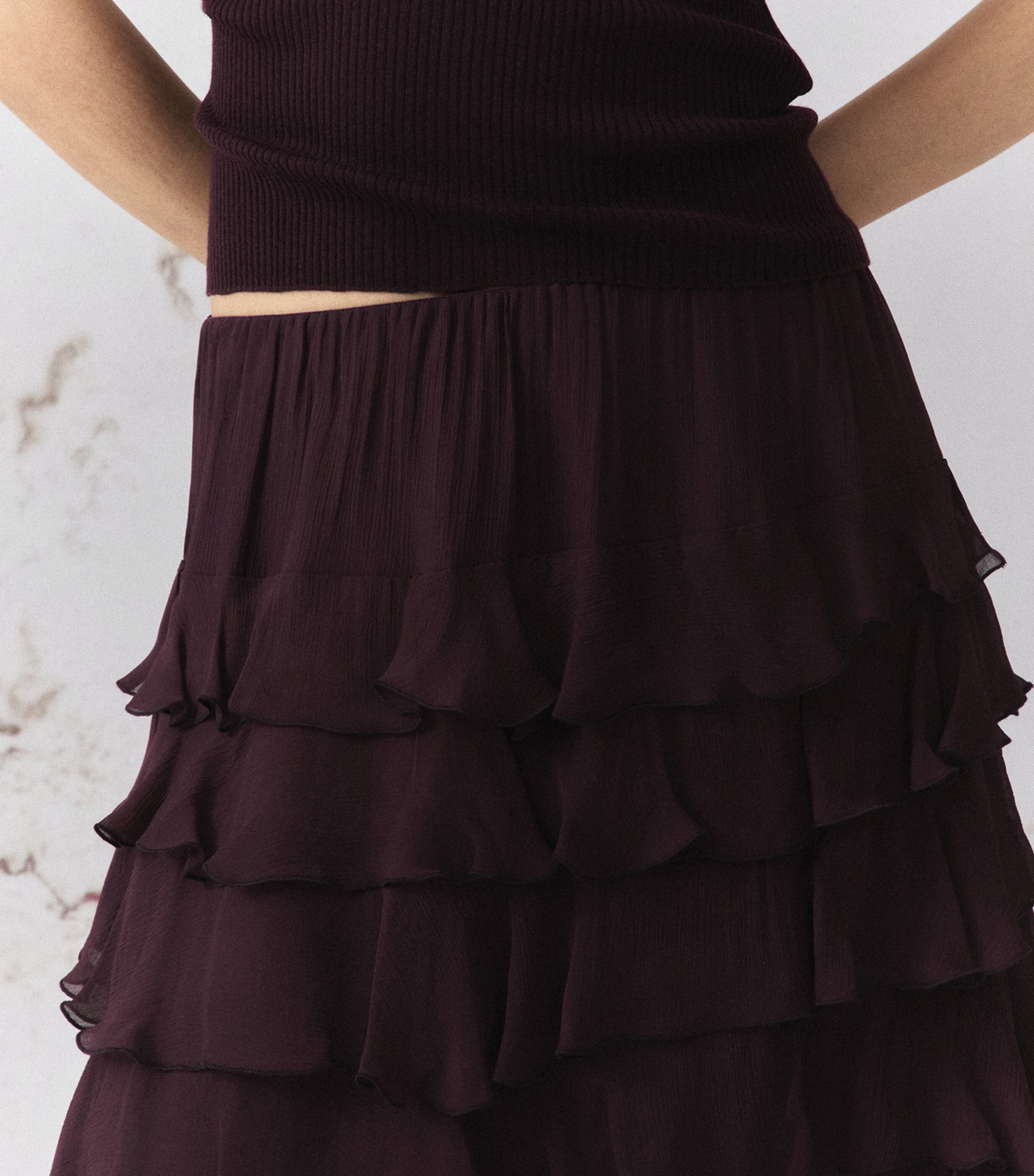 Marella Womens Ruffled Midi Skirt Blackberry Image 5
