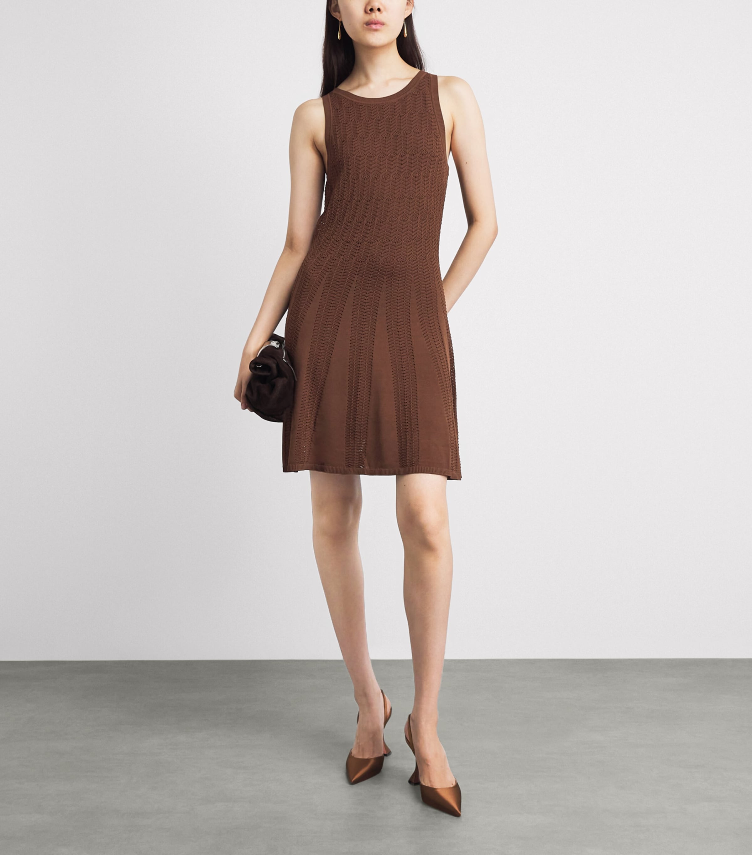 paige brown dress Pointelle Solene Mini 25BF a sheer corset bodice Size:7 US / 37 EU Women's Pink Polka Dot