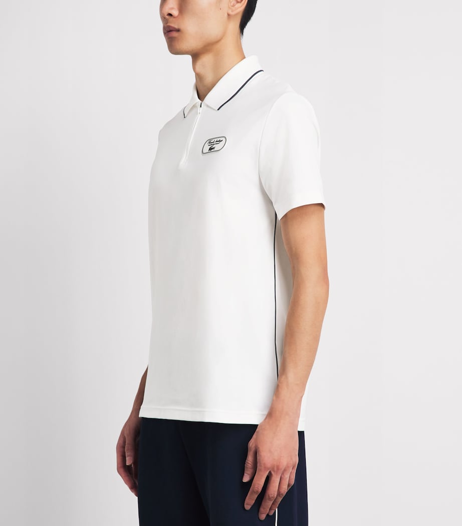 Lacoste Mens Tennis Heritage Ultra-Dry Zip-Up Polo Shirt Flour/navy Blue Image 4