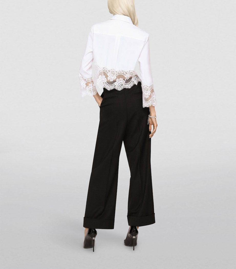 Cropped Lace-Trim Shirt W0800-OPTICAL WHITE Image 4