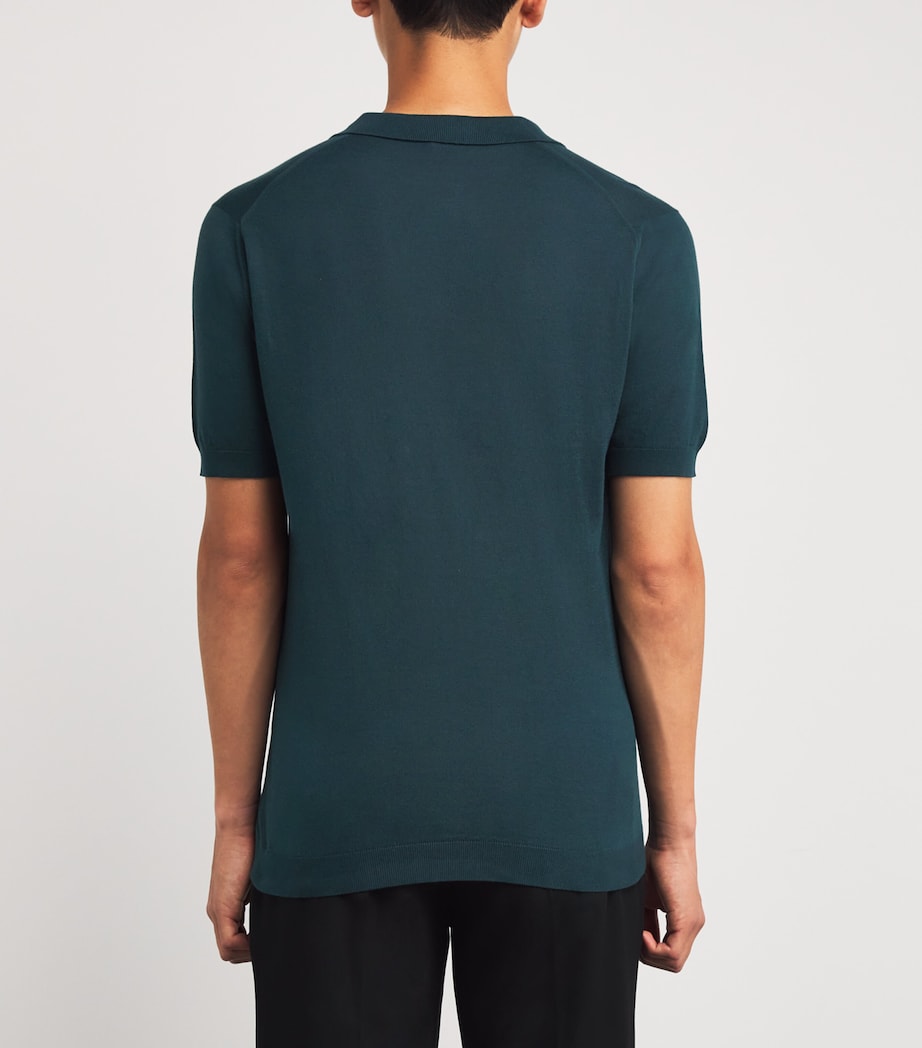John Smedley Mens Sea Island Cotton Skipper-Collar Noah Polo Shirt Rainforest Image 4