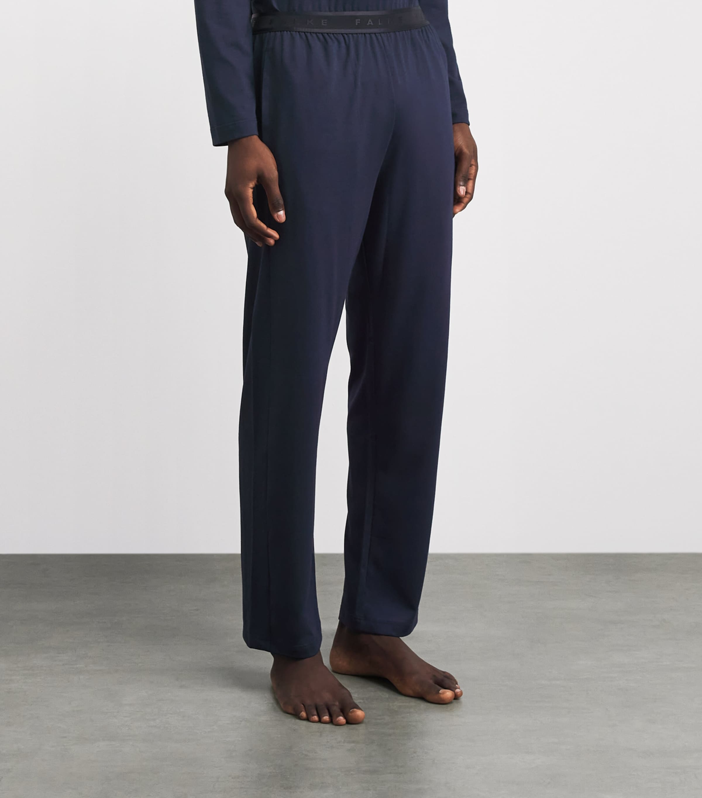 Falke Mens Cotton-Blend Lounge Trousers Space Blue Image 4