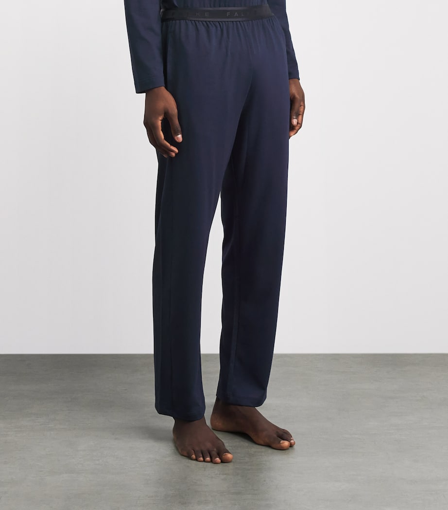 Falke Mens Cotton-Blend Lounge Trousers Space Blue Image 4