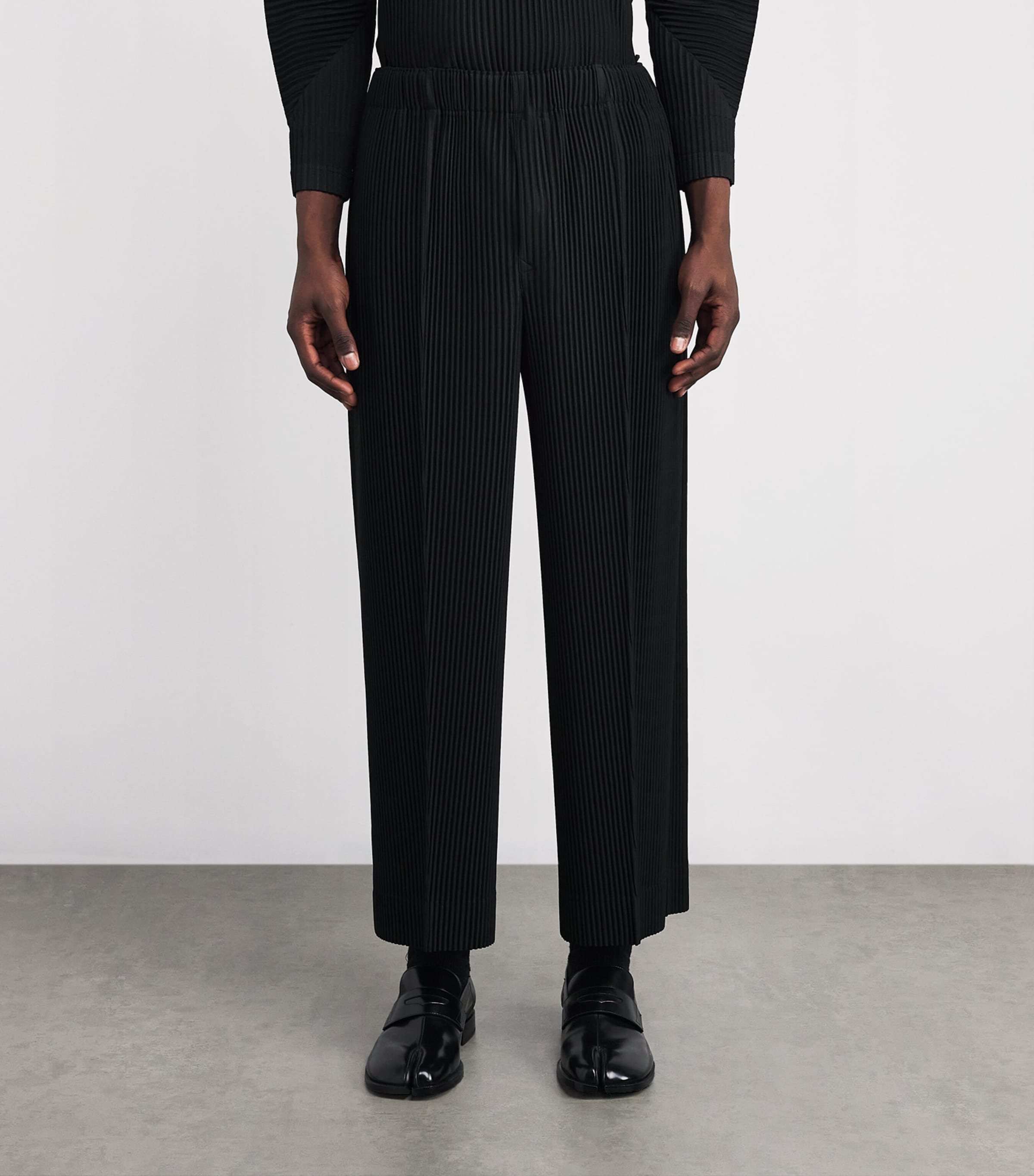 Cropped Wide-Leg Trousers 15-BLACK Image 3